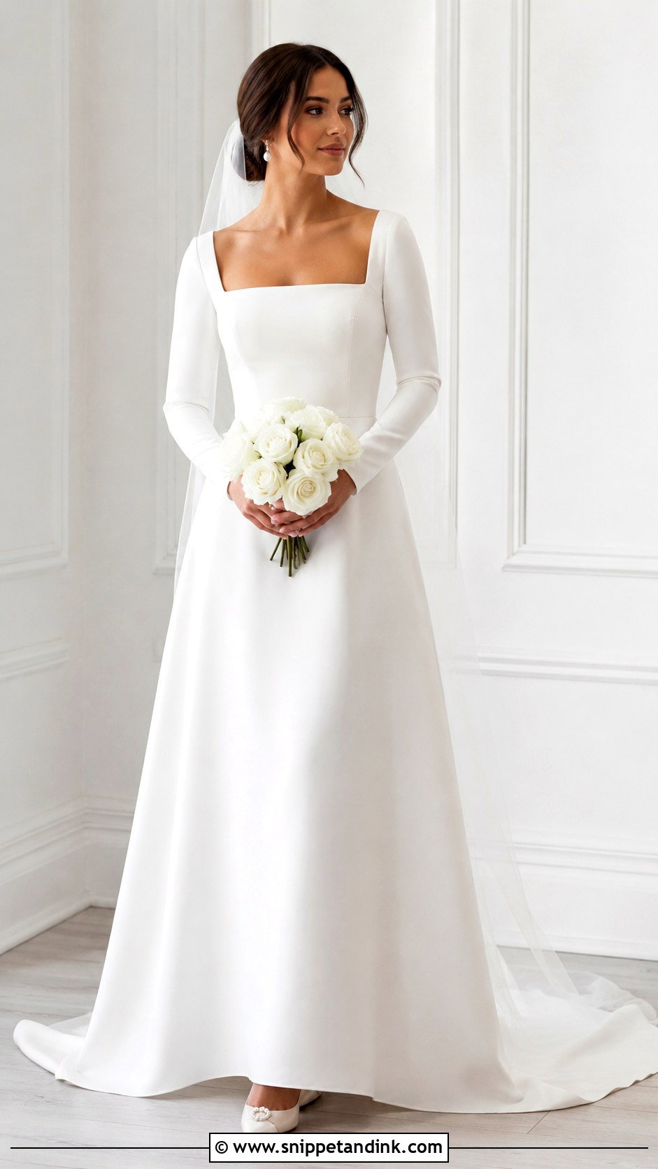 Square Neck Sleeve Wedding Dress - Snippet and Ink - 30 Wedding Dresses Sleeves