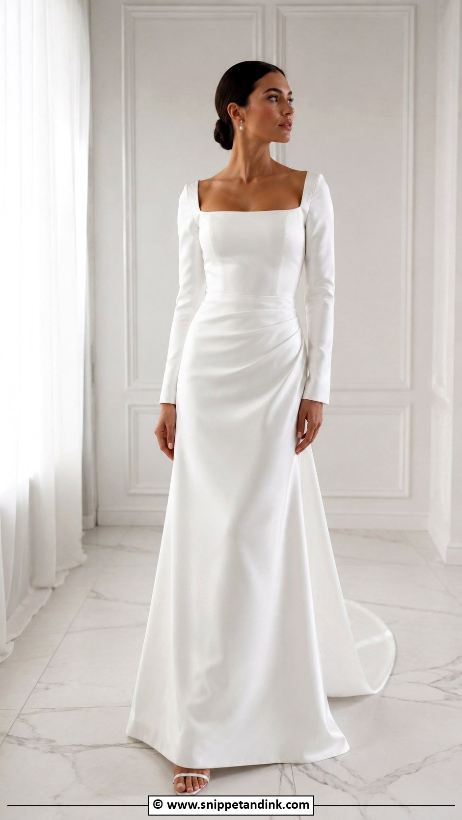 Square Neck Sleeve Wedding Gown - Snippet and Ink - 30 Wedding Gowns with Sleeves