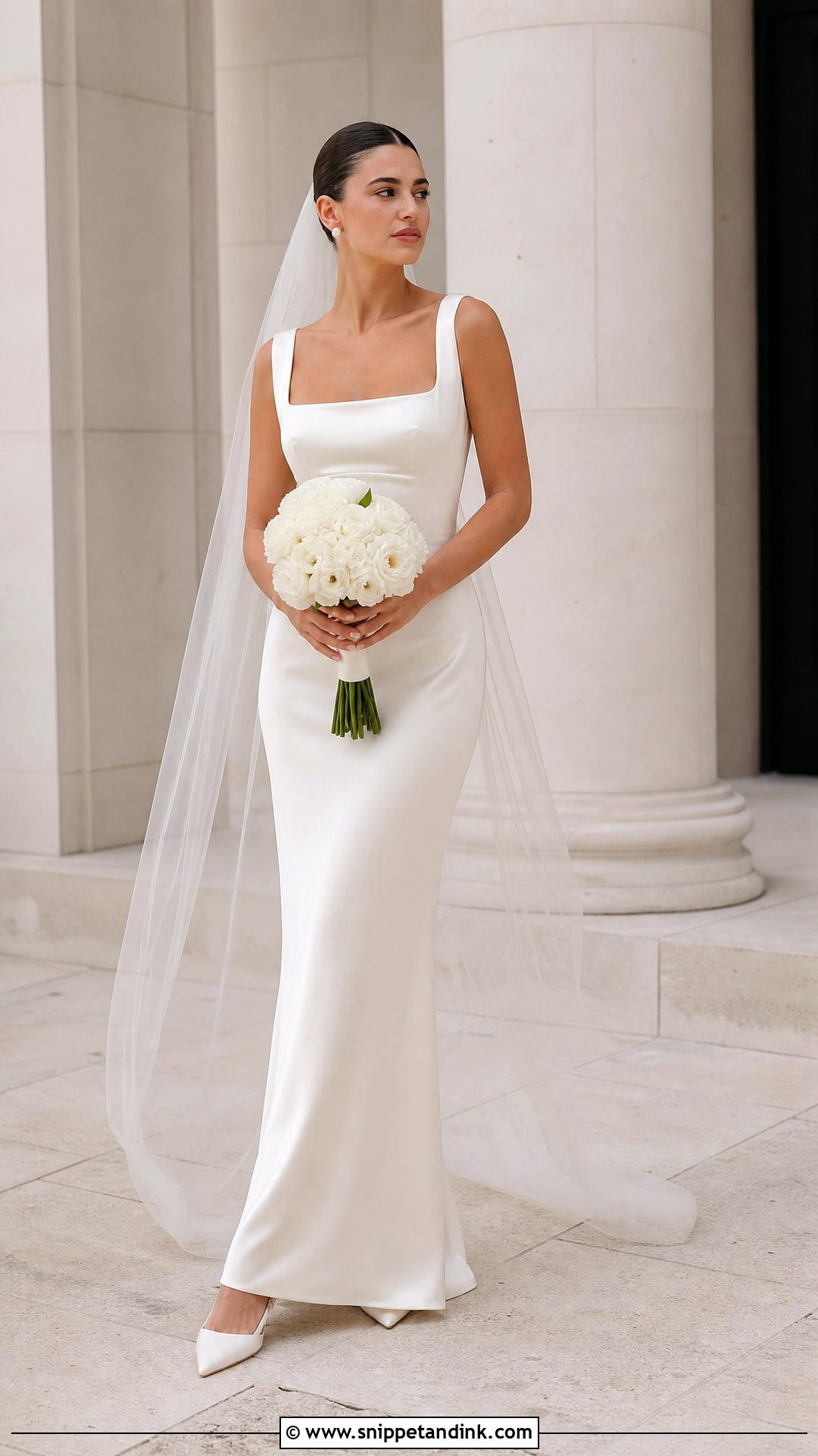 Square Neck Slinky Wedding Dress - Snippet and Ink - 20 Slinky Wedding Dress Ideas