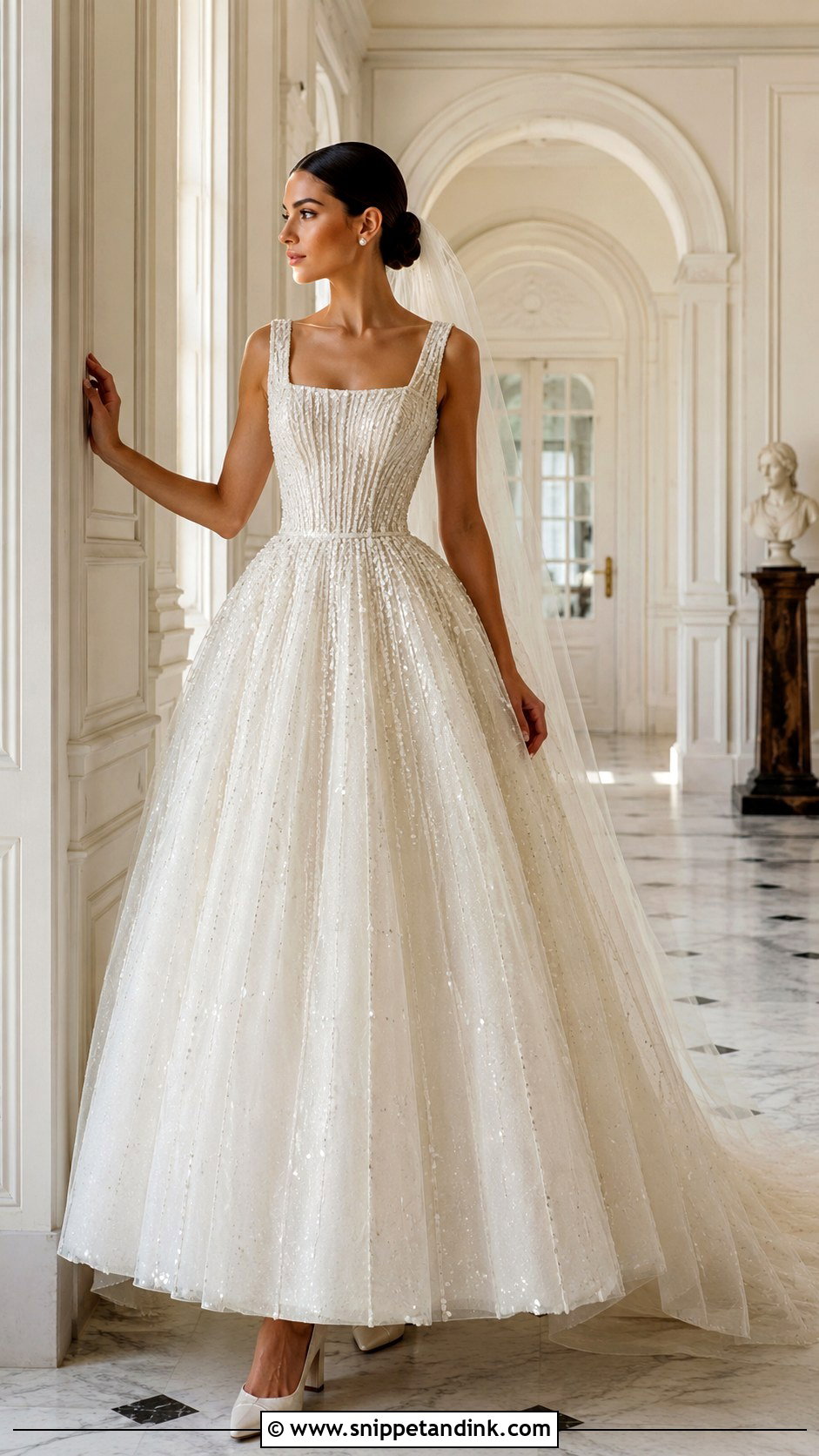 Square Neck Sparkly Ballgown Wedding Dress - Snippet and Ink - 20 Ballgown Wedding Dress Sparkly Ideas