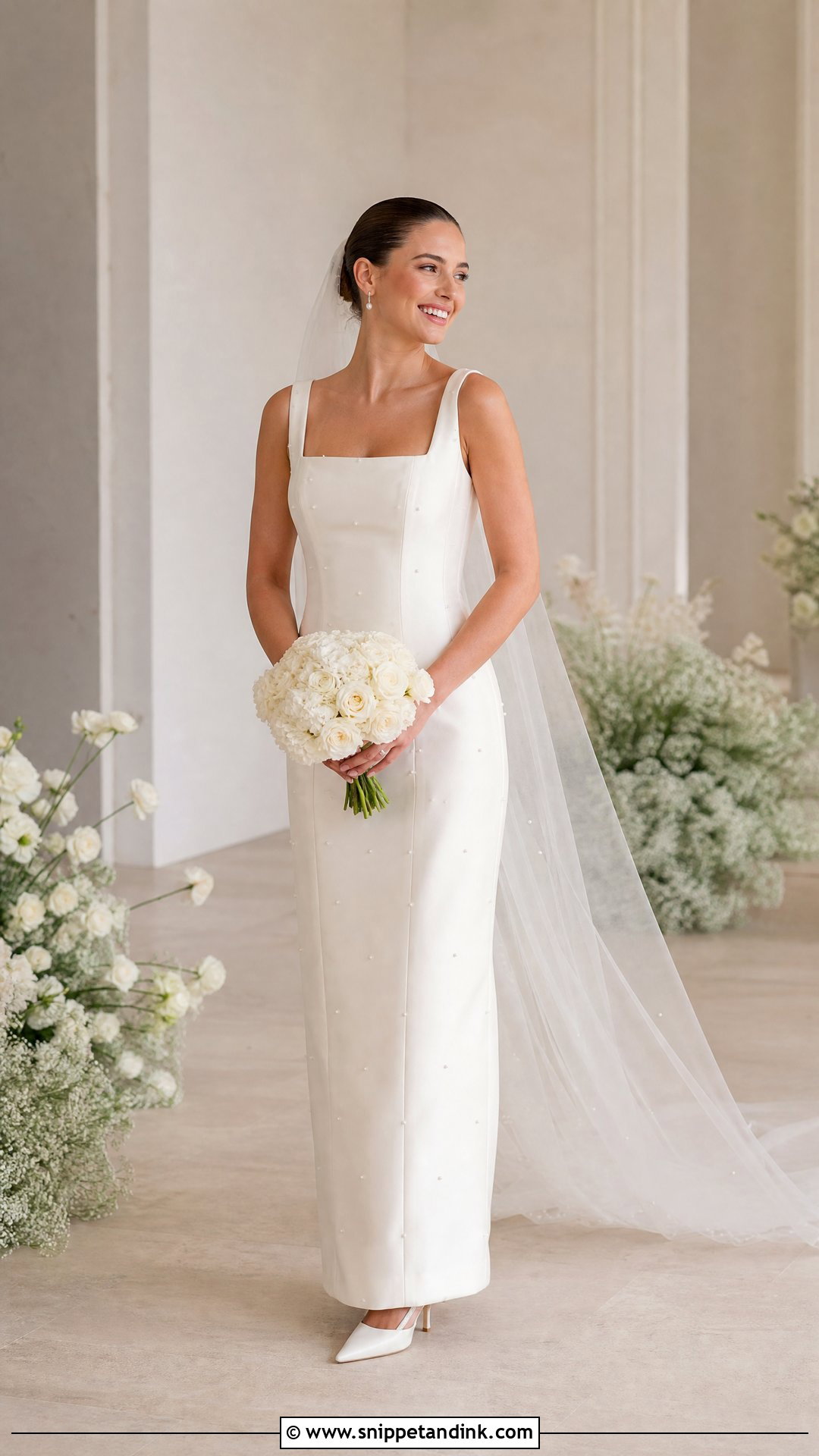 Square Neck Straight Wedding Dress - Snippet and Ink - 20 Straight Wedding Dresses