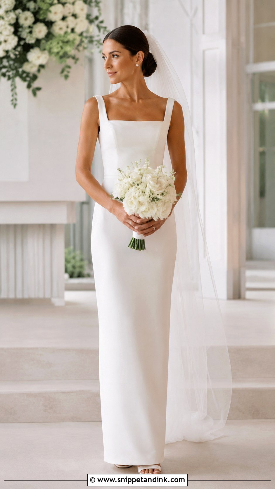 Square Neck Straight Wedding Dress - Snippet and Ink - 25 Straight Wedding Dress Ideas