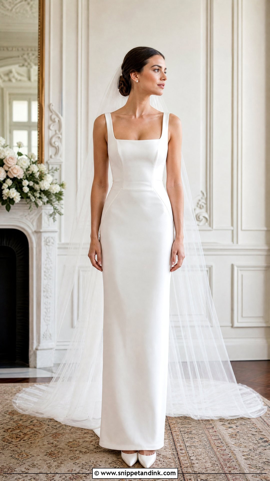 Square Neck Straight Wedding Gown - Snippet and Ink - 20 Straight Wedding Gown Ideas