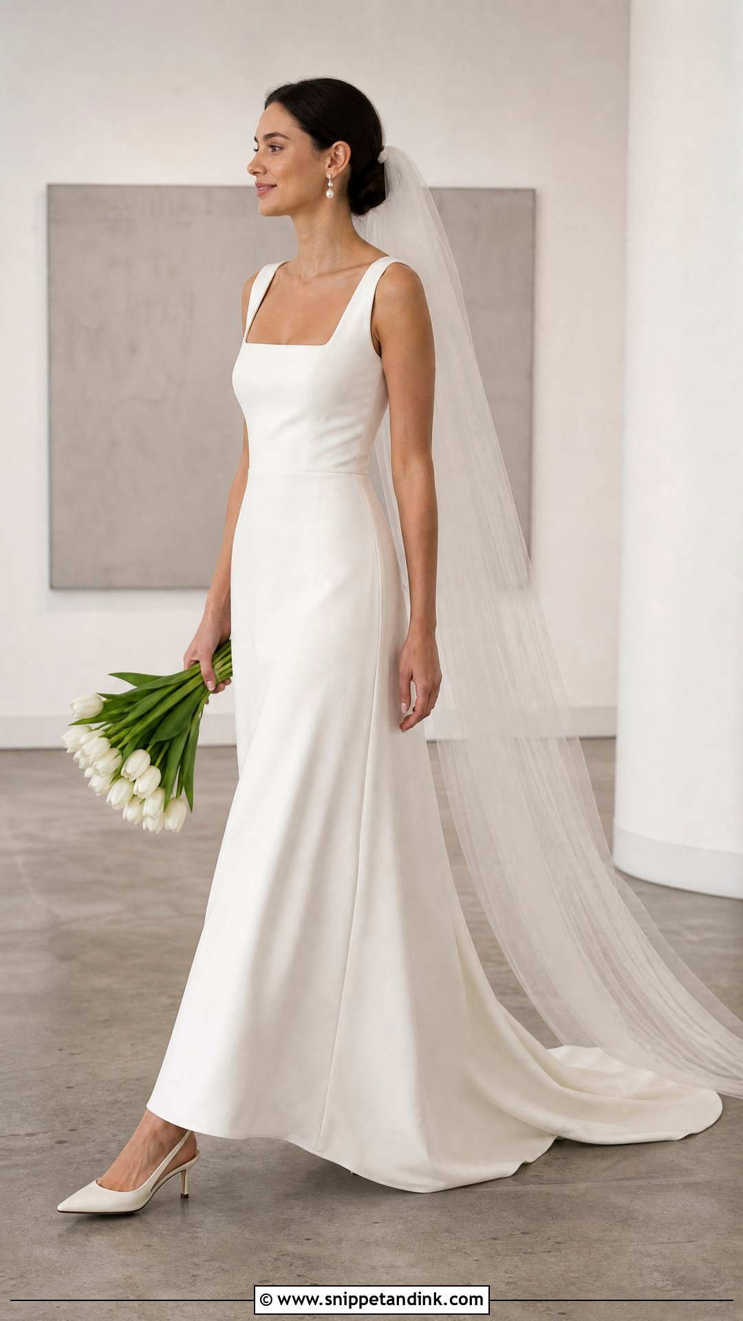 Square Neck Sweep Train Wedding Dress - Snippet and Ink - 20 Sweep Train Wedding Dress Ideas