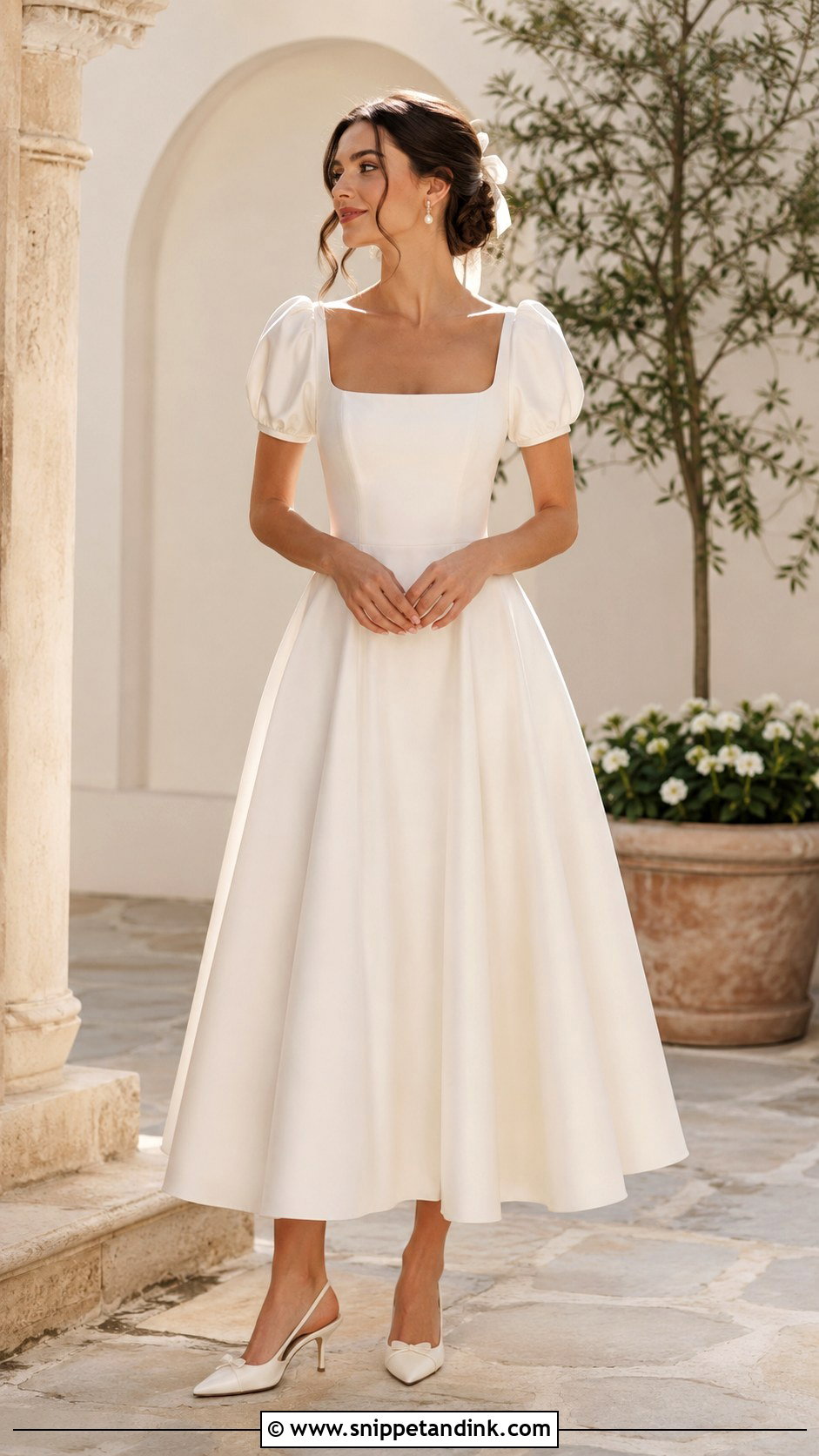 Square Neck Tea Length Wedding Dress - Snippet and Ink - 25 Tea Length Wedding Dress Vintage Ideas