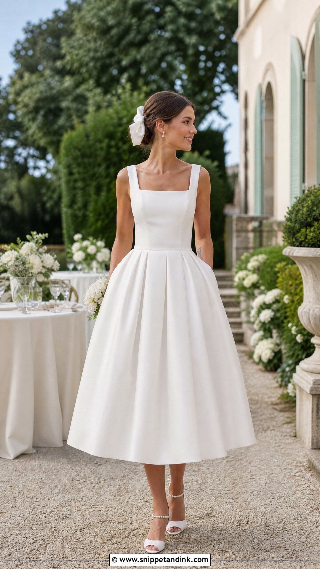 Square Neck Tea Length Wedding Dress - Snippet and Ink - 25 Wedding Dresses Square Neckline
