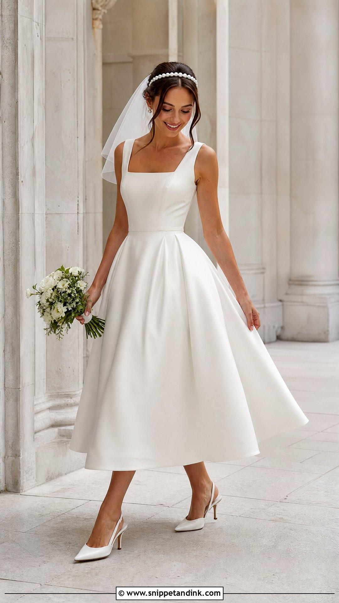 Square Neck Tea Length Wedding Dress - Snippet and Ink - 20 Square Neck Wedding Dresses