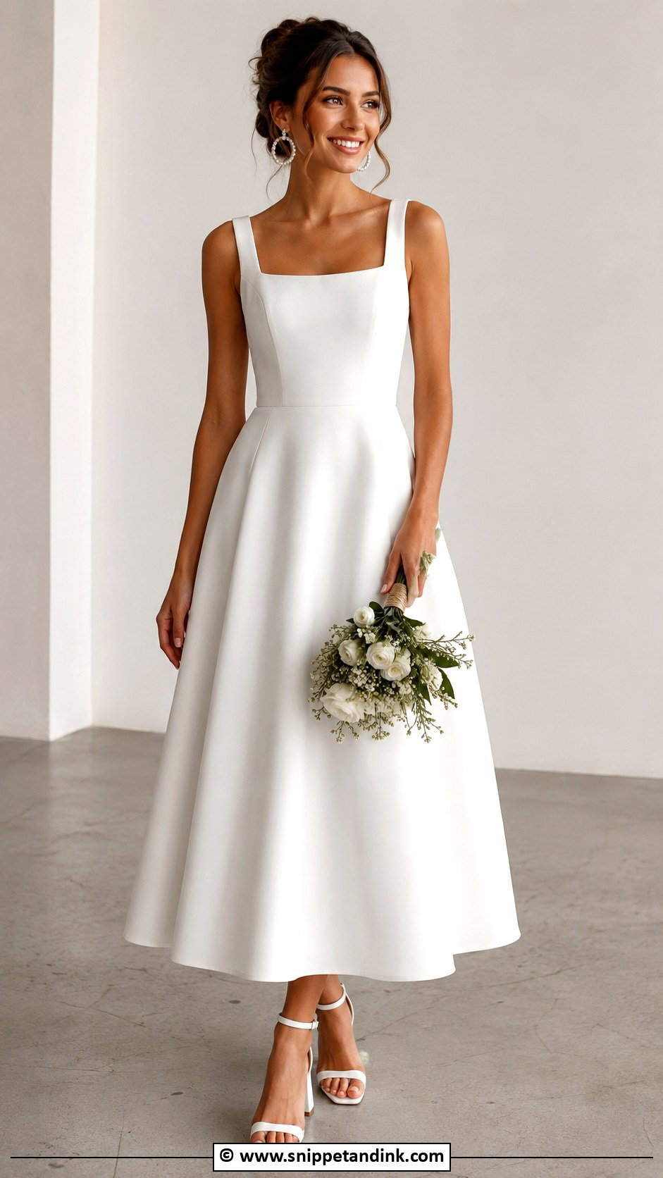 Square Neck Tea Length Wedding Dress - Snippet and Ink - 30 Tea Length Wedding Dress Ideas