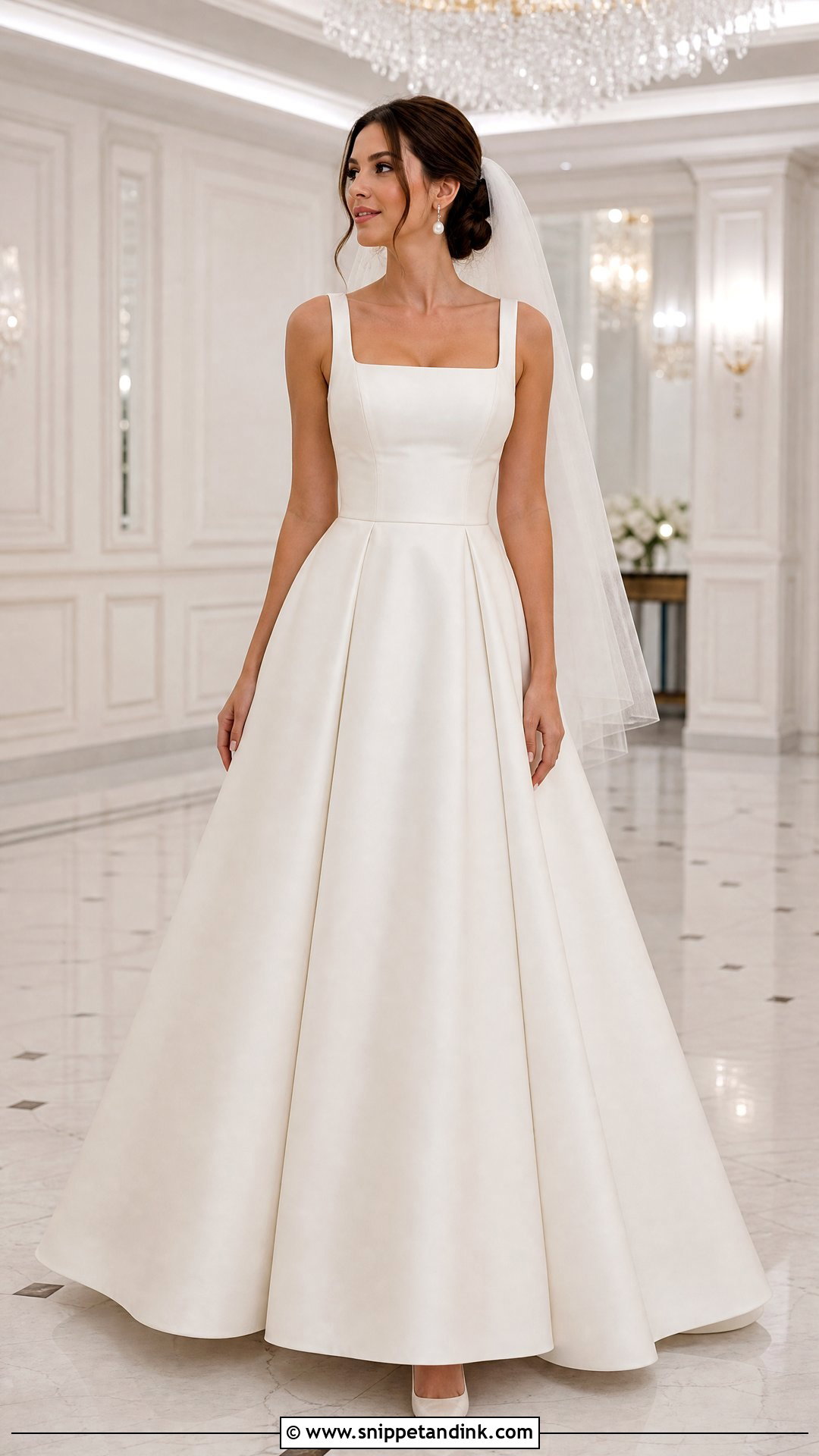 Square Neck Thick Strap Wedding Dress - Snippet and Ink - 20 Thick Strap Wedding Dress Ideas