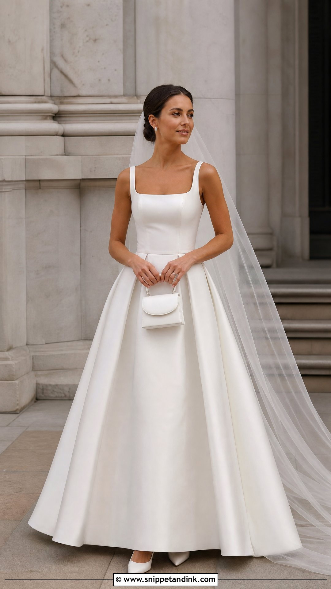 Square Neck Top And Mikado Skirt Bridal Set - Snippet and Ink - 25 Bridal Two Piece Set Ideas