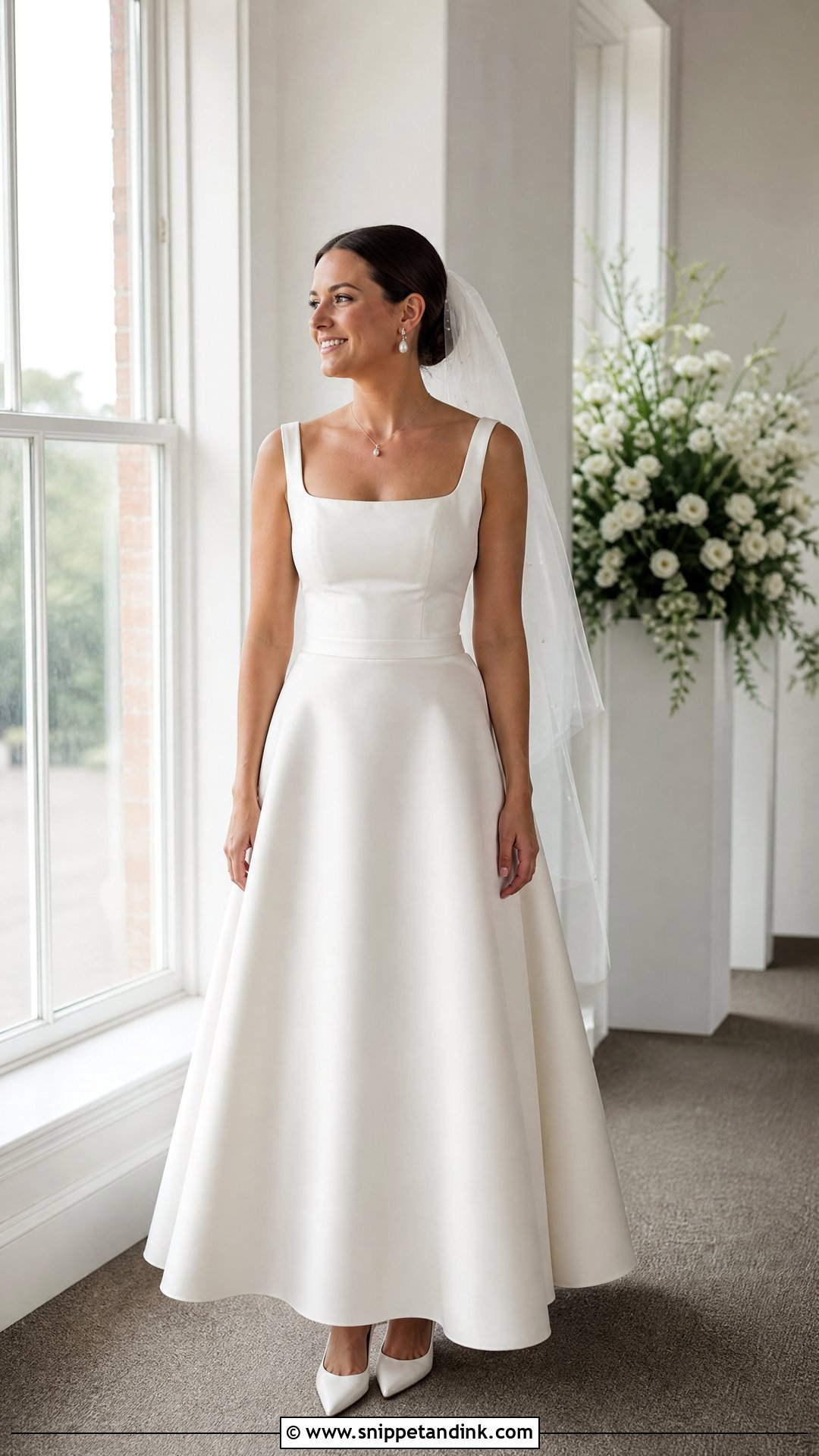 Square Neck Top And Satin Bridal Skirt - Snippet and Ink - 20 Two Piece Bridal Outfit Ideas