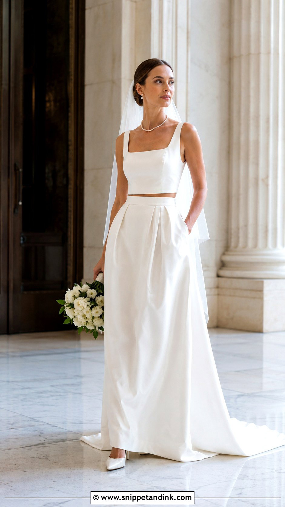Square Neck Top and Pleated Bridal Skirt - Snippet and Ink - 20 Bridal Skirt and Top Ideas
