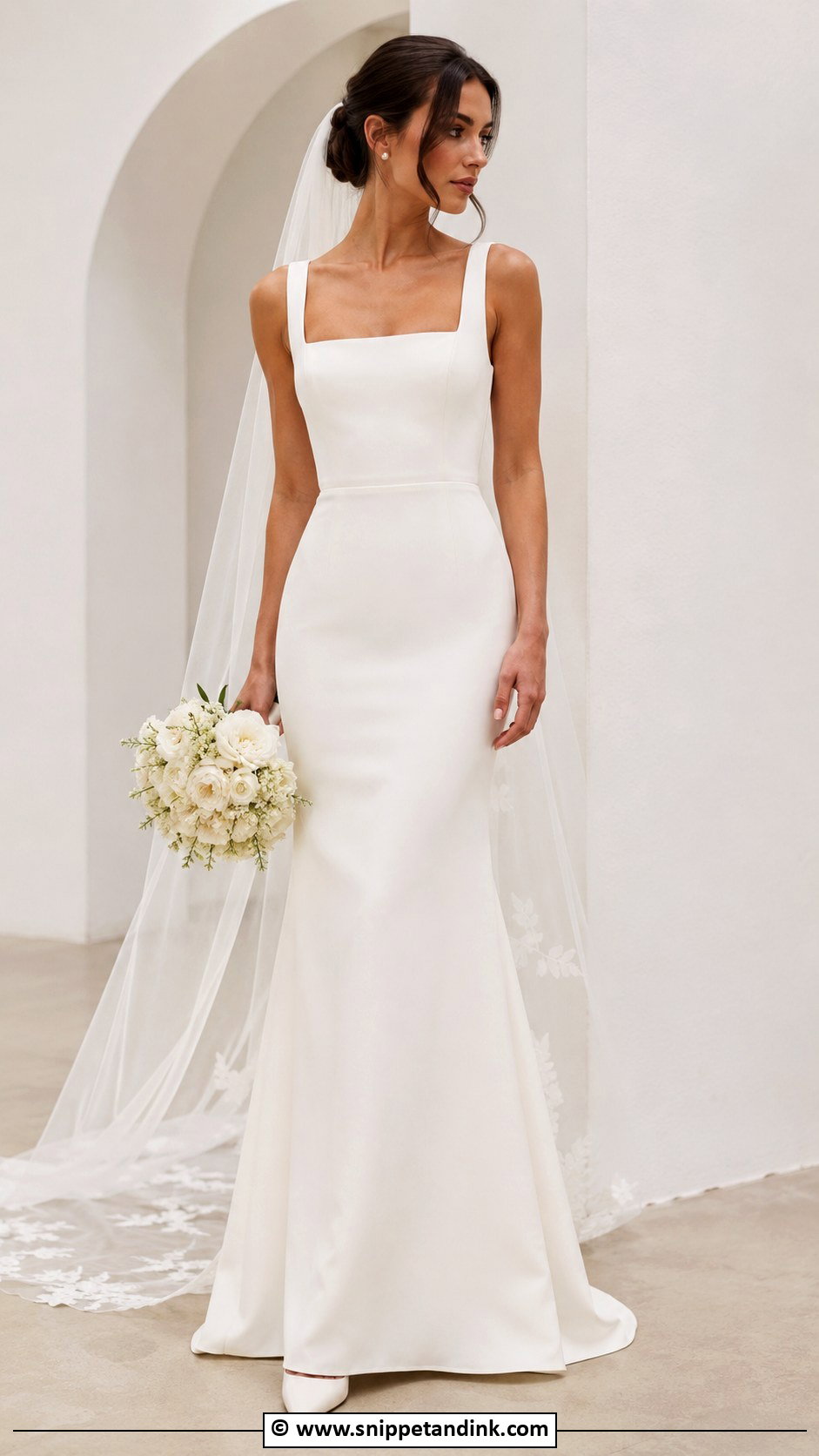 Square Neck Trumpet Wedding Dress - Snippet and Ink - 30 Trumpet Wedding Dress Ideas