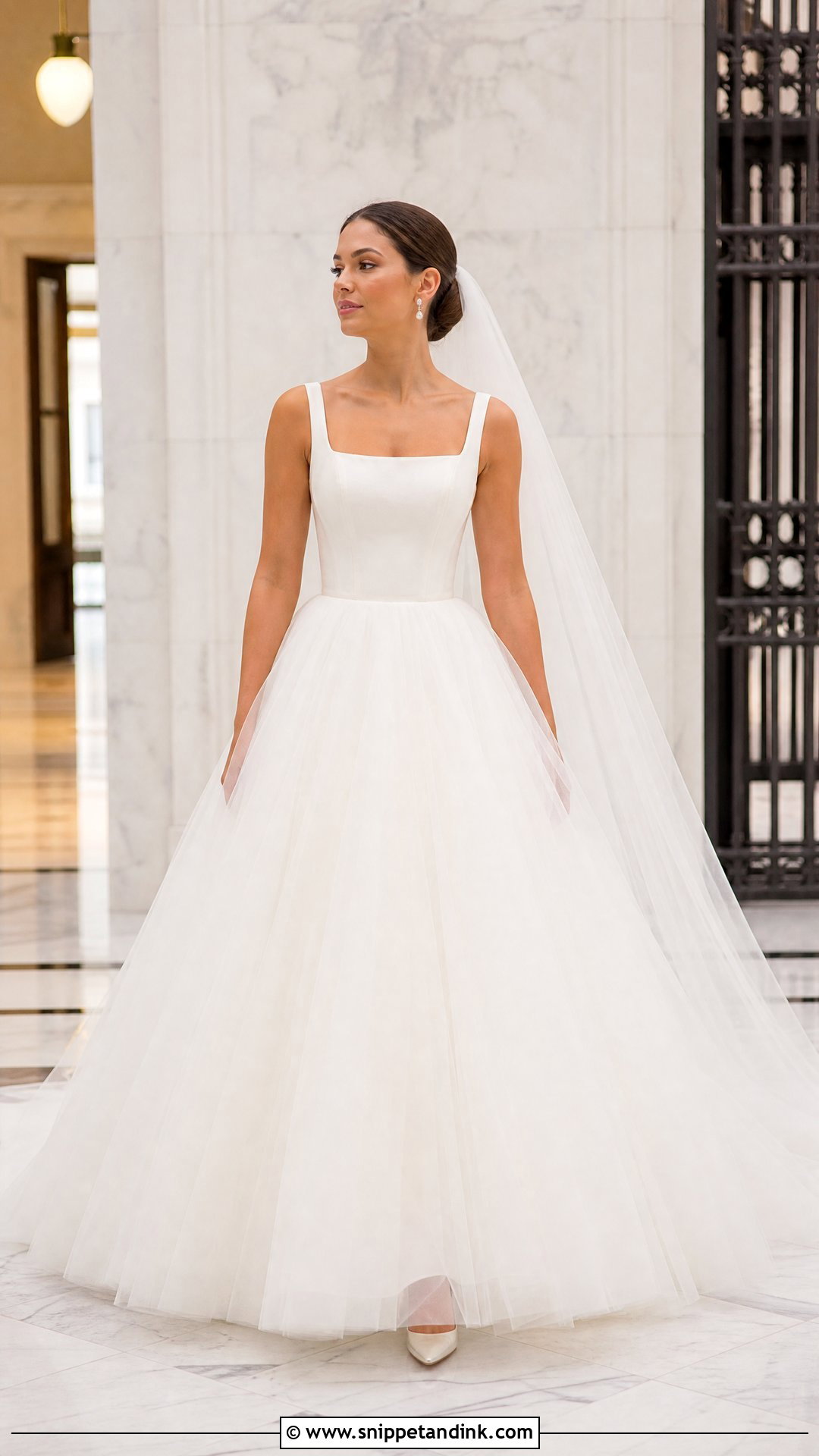 Square Neck Tulle Ball Gown Wedding Dress - Snippet and Ink - 20 Tulle Ball Gown Wedding Dress Ideas