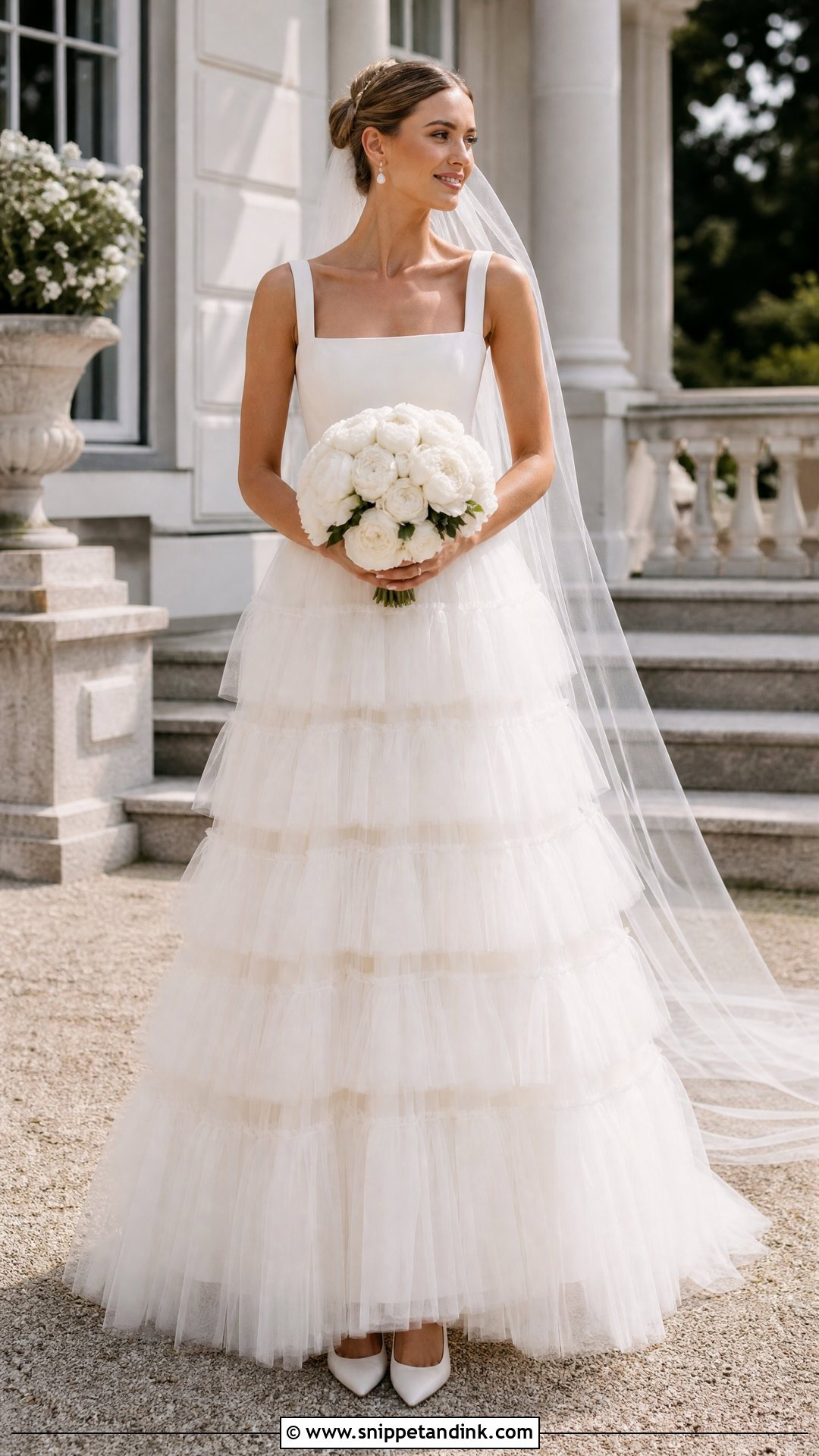 Square Neck Tulle Ruffle Wedding Dress - Snippet and Ink - 20 Tulle Ruffle Wedding Dress Ideas