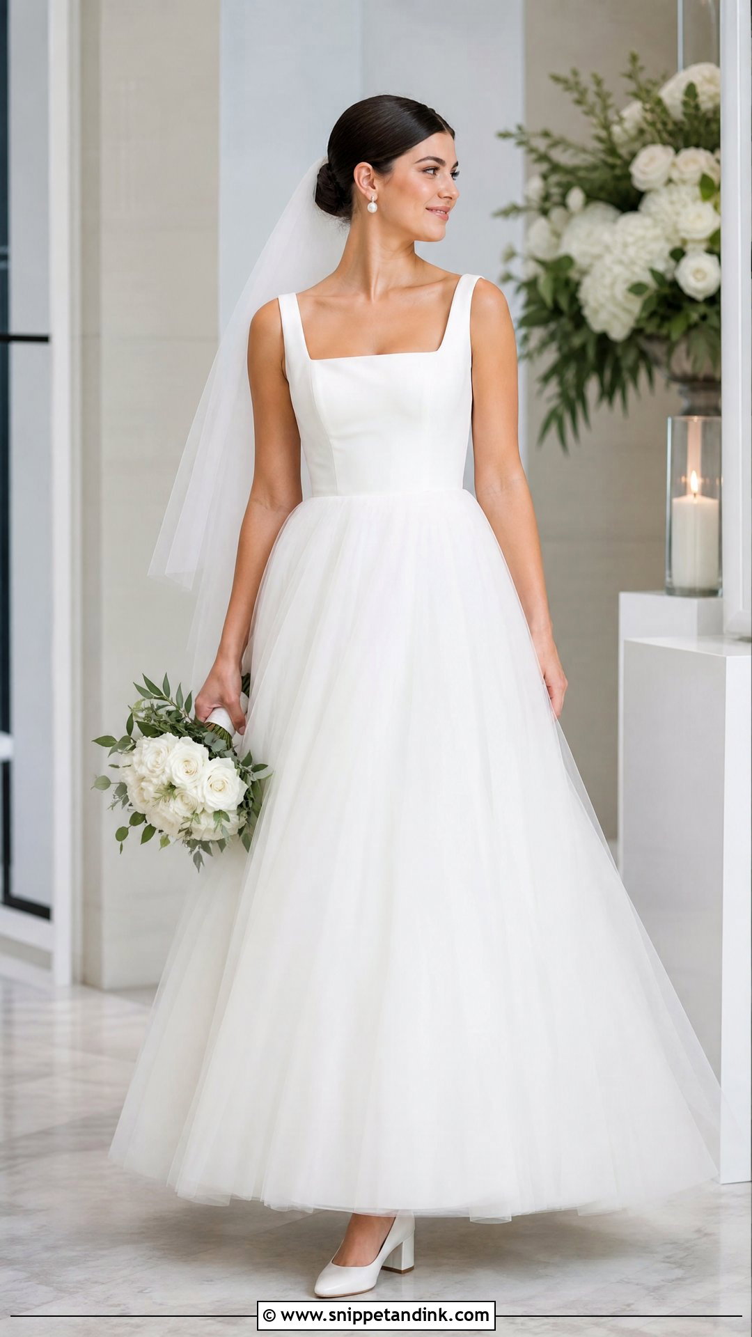Square Neck Tulle Skirt Wedding Dress - Snippet and Ink - 20 Tulle Skirt Wedding Dress Ideas