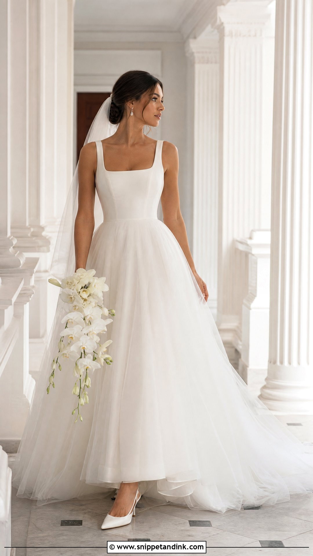 Square Neck Tulle Wedding Dress Ballgown - Snippet and Ink - 20 Tulle Wedding Dress Ballgown Ideas