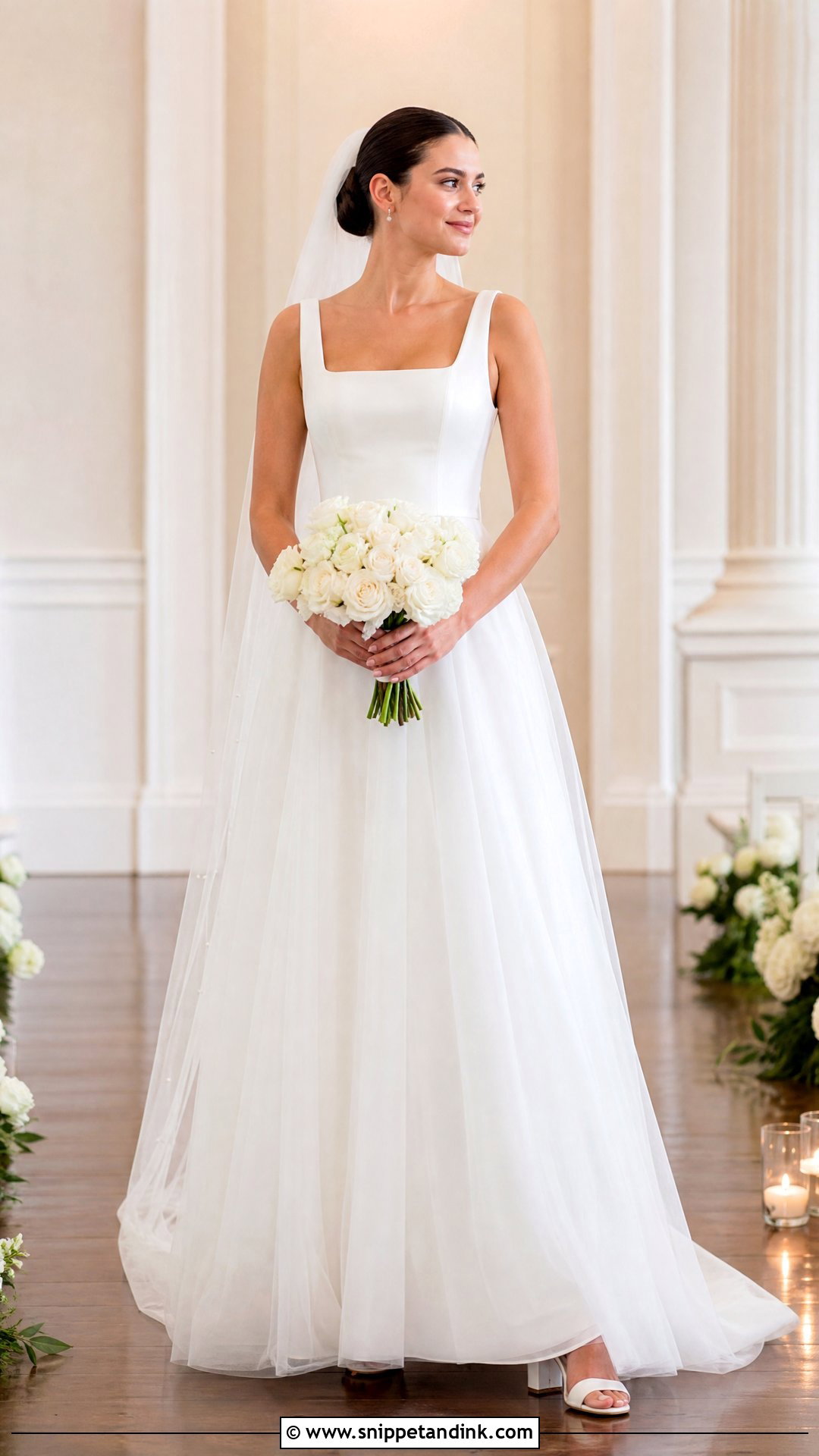 Square Neck Tulle Wedding Gown - Snippet and Ink - 25 Tulle Wedding Gown Ideas