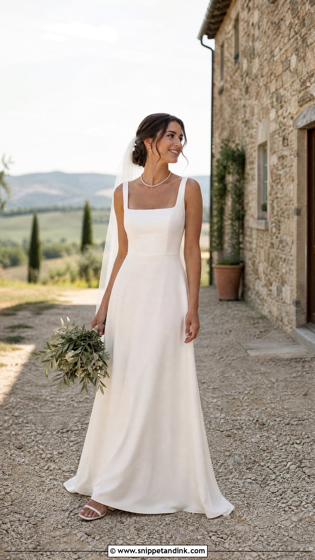 Square Neck Tuscan Wedding Dress - Snippet and Ink - 20 Tuscan Wedding Dress Ideas
