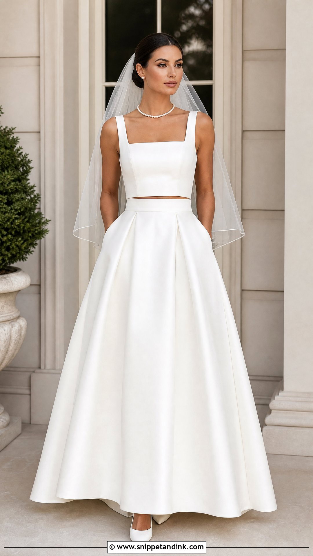 Square Neck Two Piece Wedding Dress - Snippet and Ink - 20 Two Part Wedding Dress Ideas