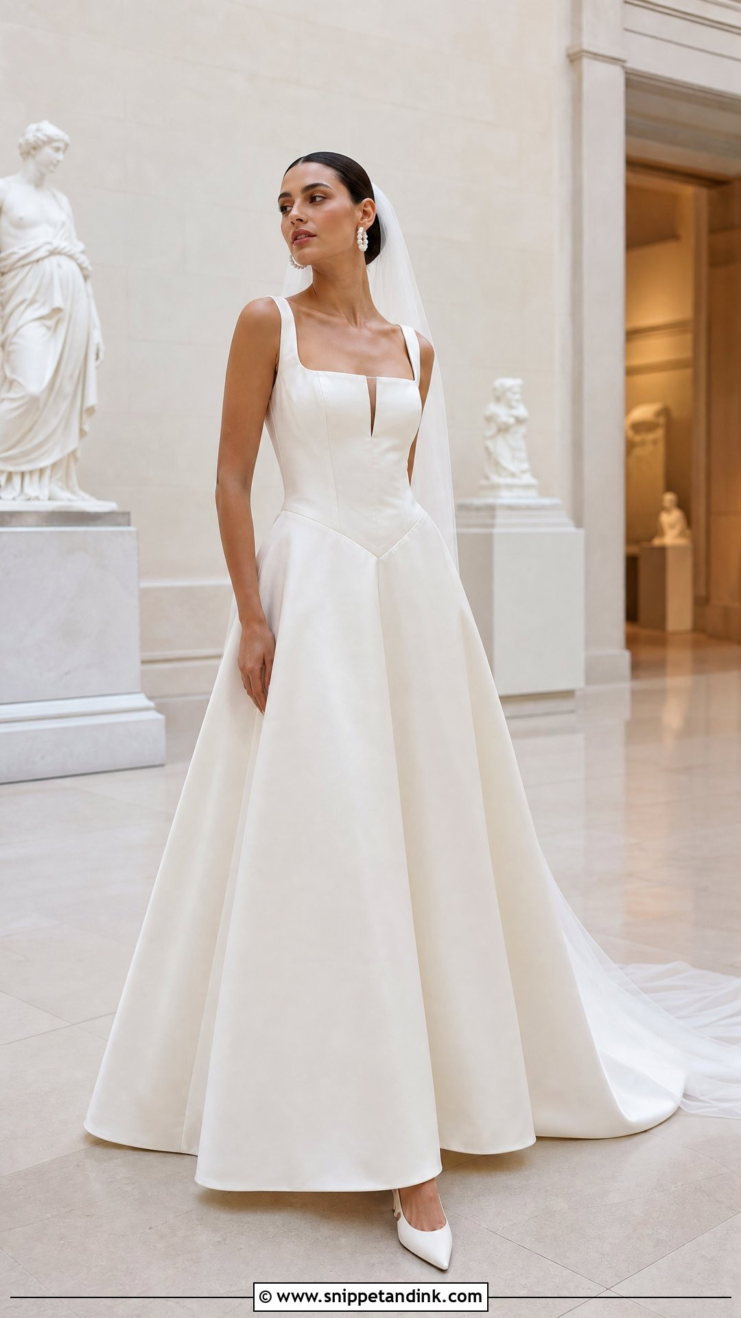 Square Neck V Drop Waist Wedding Dress - Snippet and Ink - 20 V Drop Waist Wedding Dress Ideas