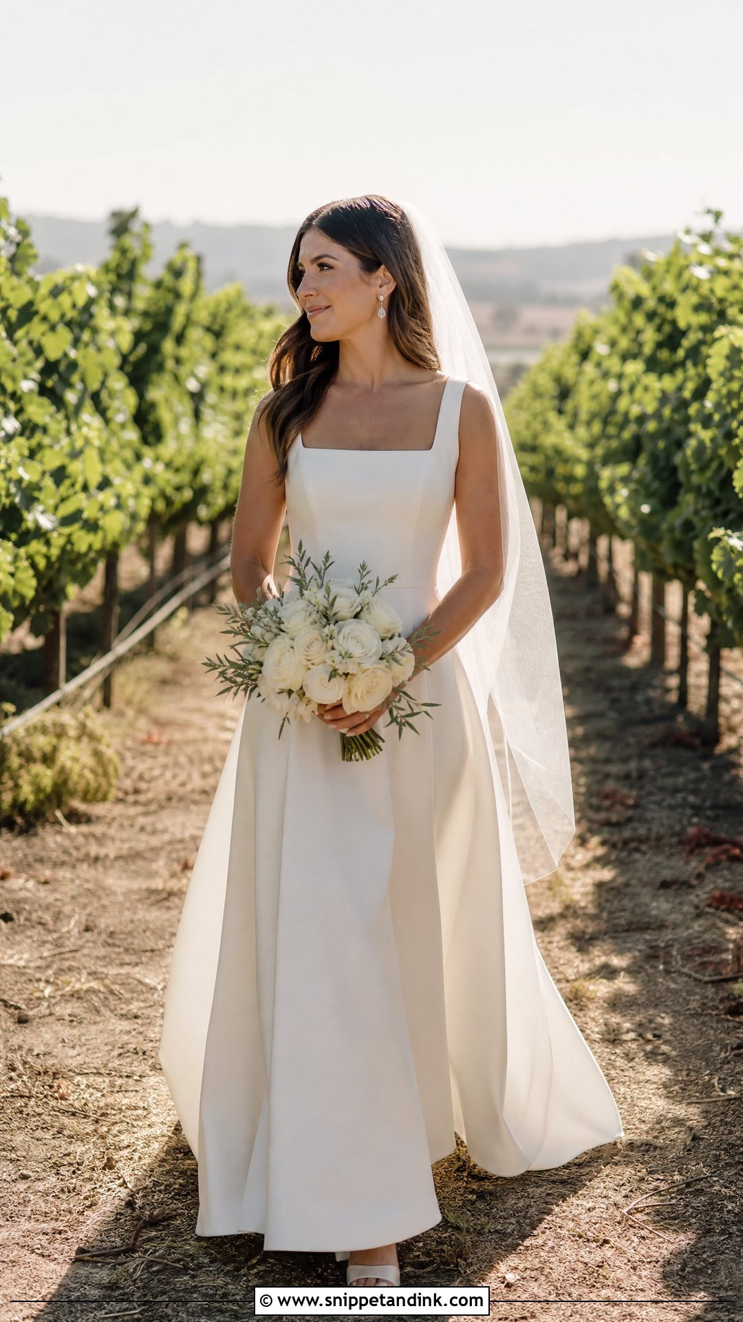 Square Neck Vineyard Wedding Dress - Snippet and Ink - 20 Outdoor Wedding Dresses