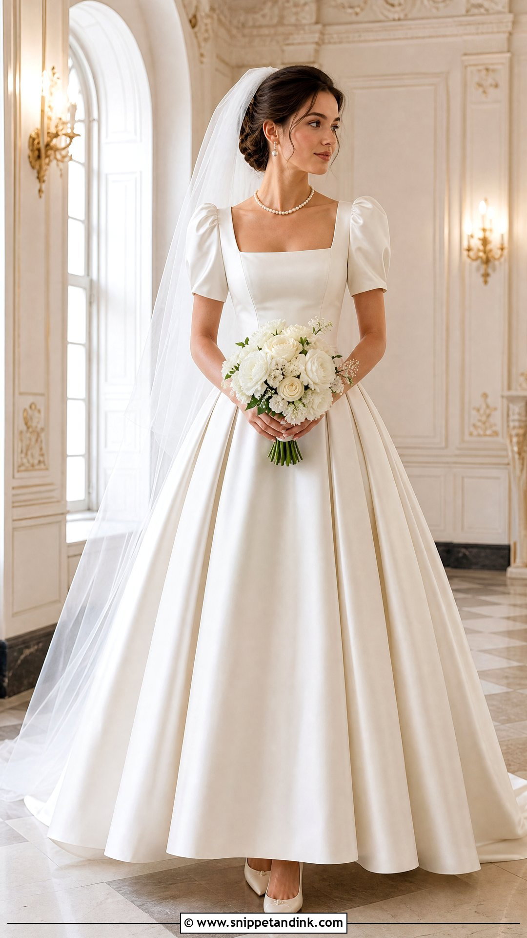 Square Neck Vintage Ballgown Wedding Dress - Snippet and Ink - 20 Vintage Ballgown Wedding Dress Ideas