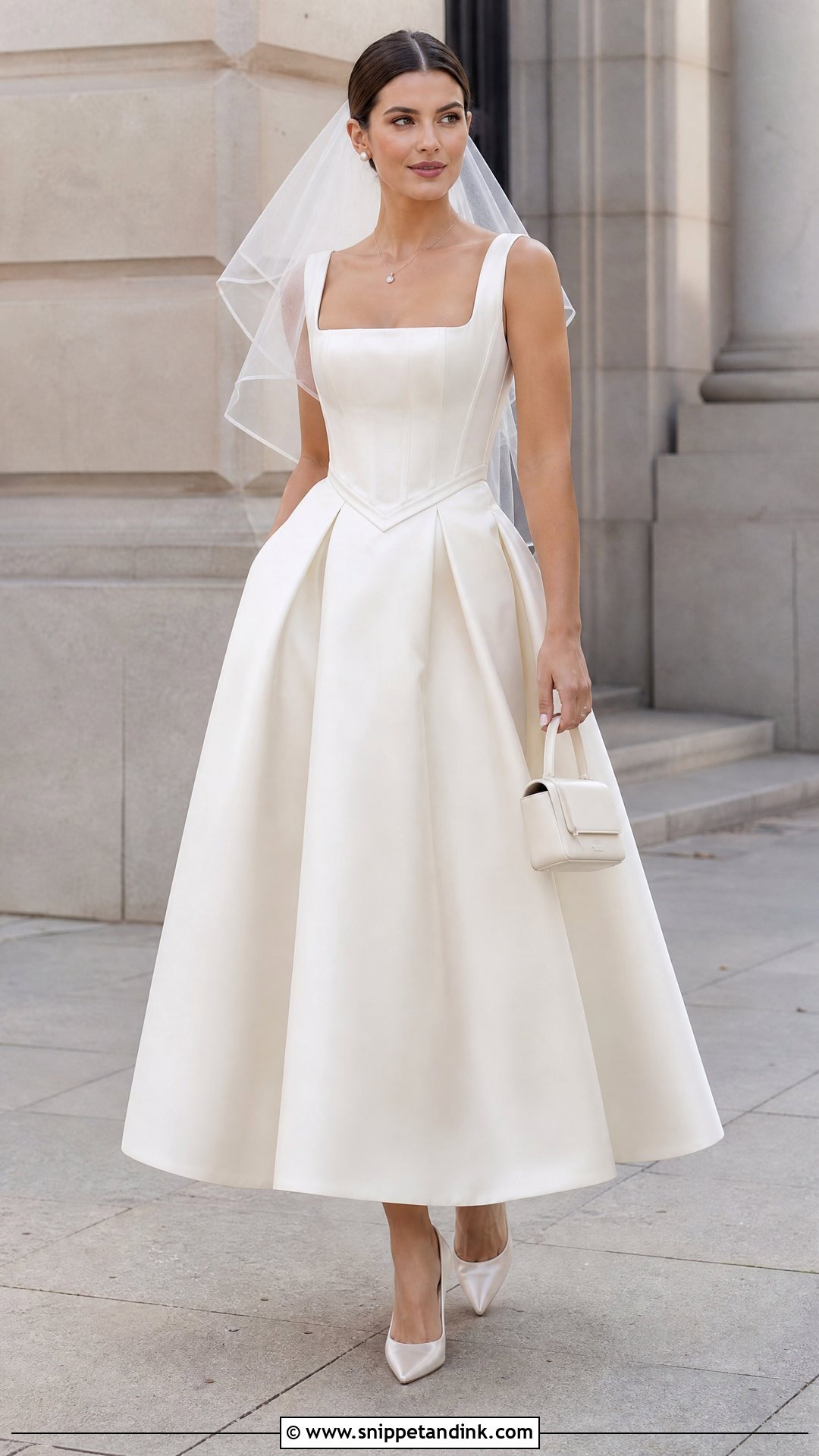 Square Neck Wedding Corset Top With Pleated Skirt - Snippet and Ink - 20 Wedding Corset Top Ideas