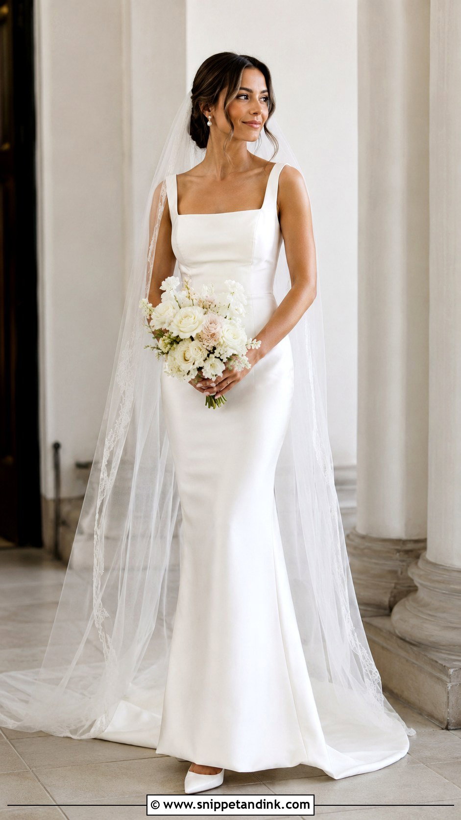 Square Neck Wedding Dress - Snippet and Ink - 25 Hayley Bieber Wedding Dress Ideas