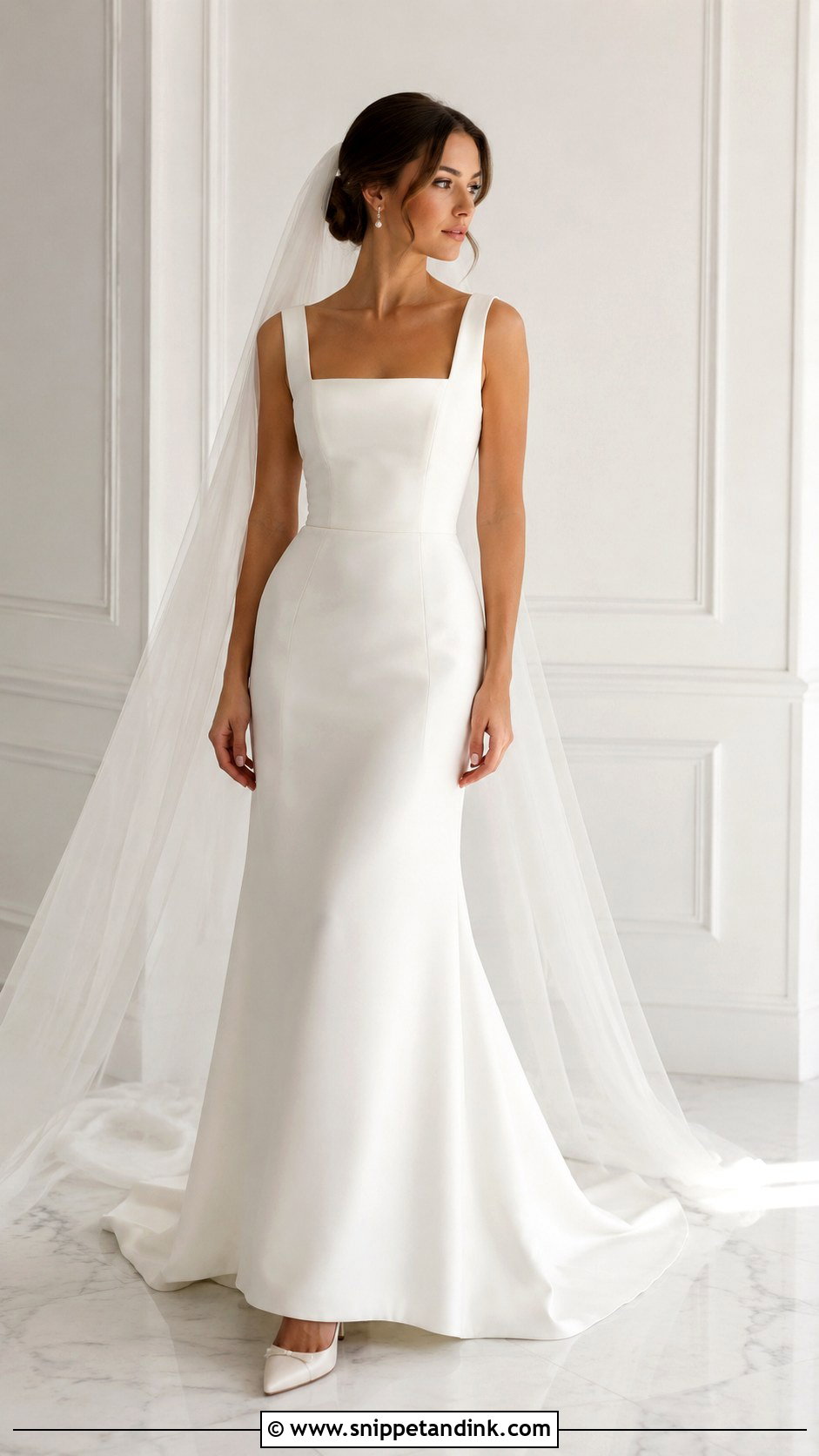 Square Neck Wedding Dress - Snippet and Ink - 25 Old Money Wedding Dresses