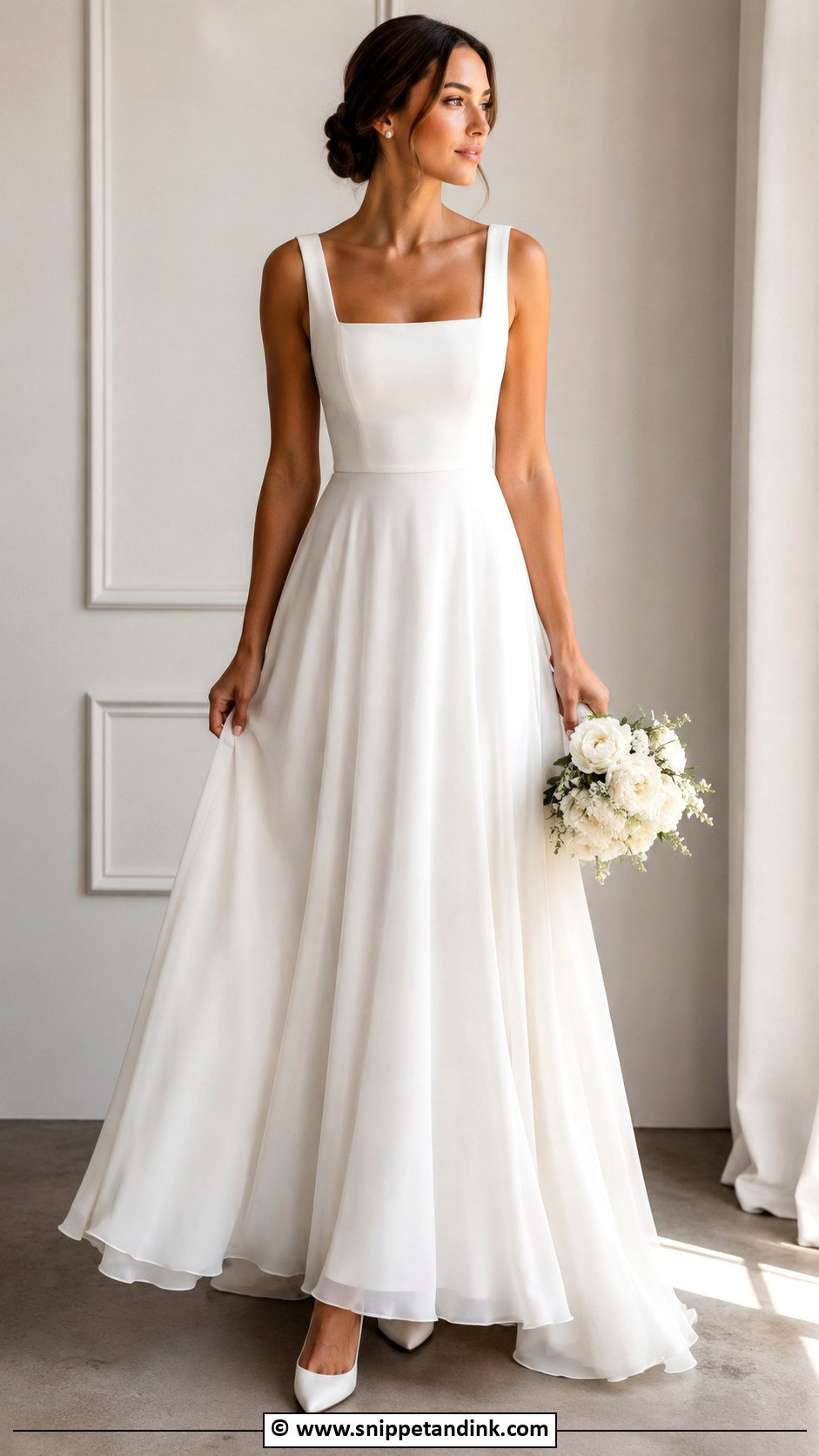 Square Neck Wedding Dress - Snippet and Ink - 30 Flowy Wedding Dress Ideas