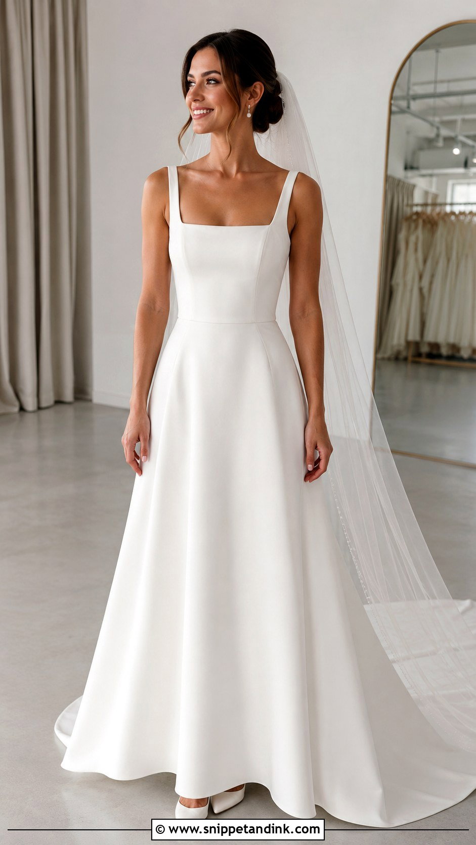 Square Neck Wedding Dress - Snippet and Ink - 30 Elegant Minimalist Wedding Dress Ideas