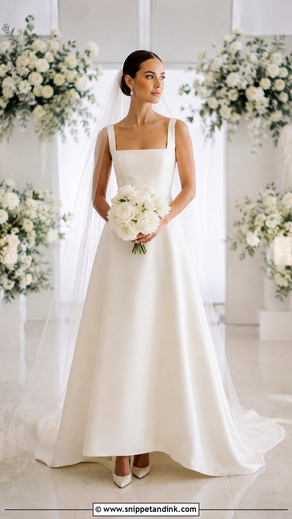 Square Neck Wedding Dress - Snippet and Ink - 20 Modern Minimalist Wedding Dress Ideas