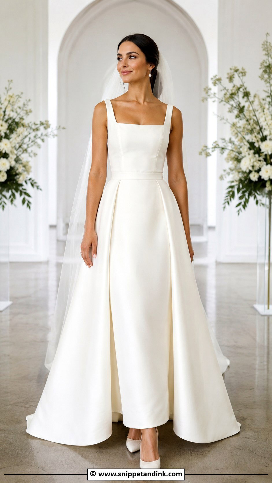 Square Neck Wedding Dress Outfit - Snippet and Ink - 25 Bride Wedding Outfits