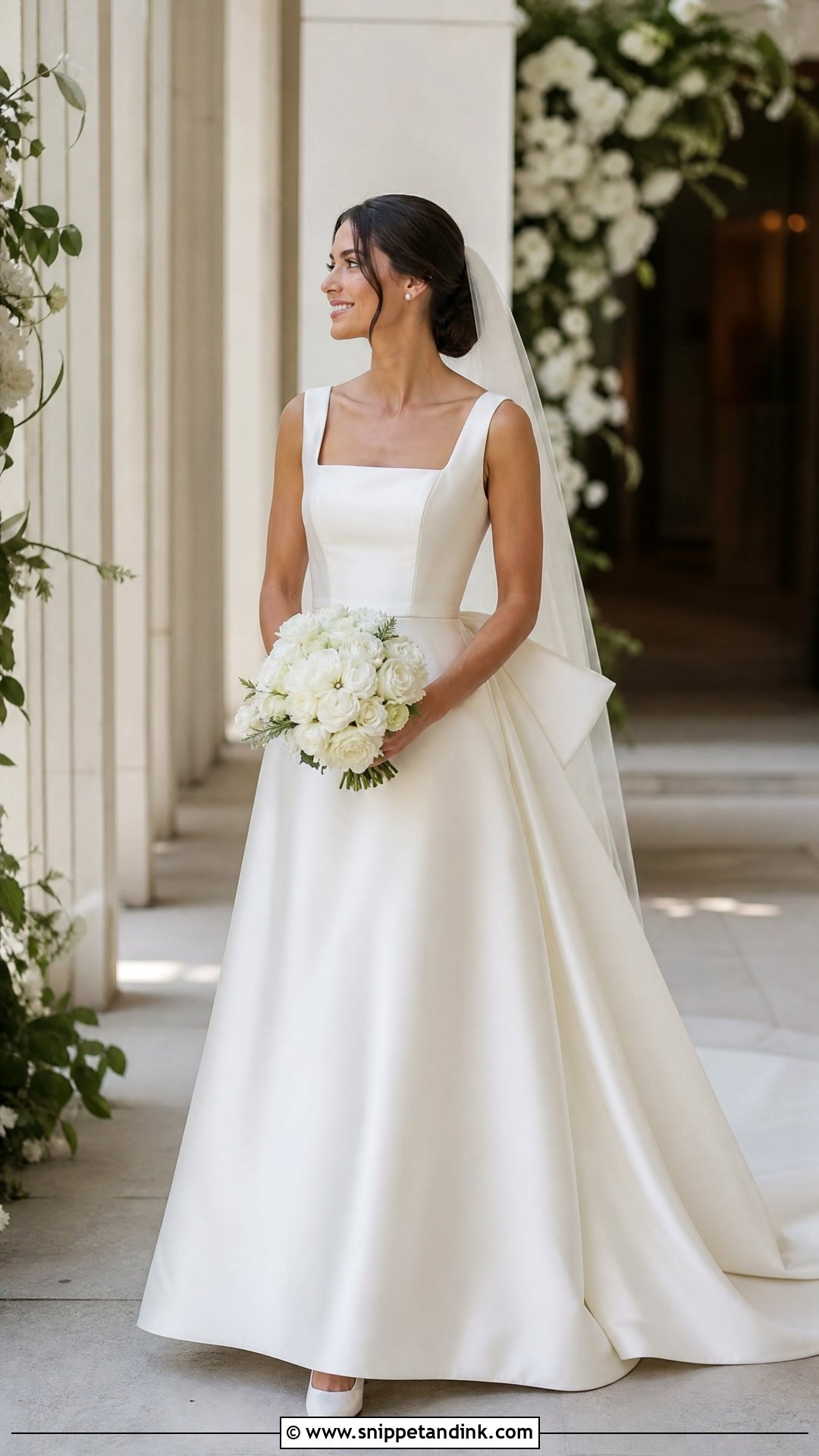 Square Neck Wedding Dress With Bow - Snippet and Ink - 25 Wedding Dresses Square Neckline