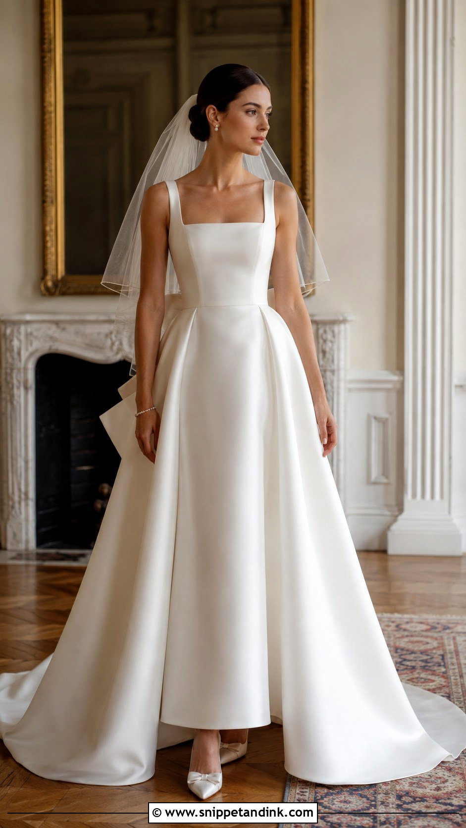 Square Neck Wedding Dress With Bow - Snippet and Ink - 20 Girly Wedding Dress Ideas