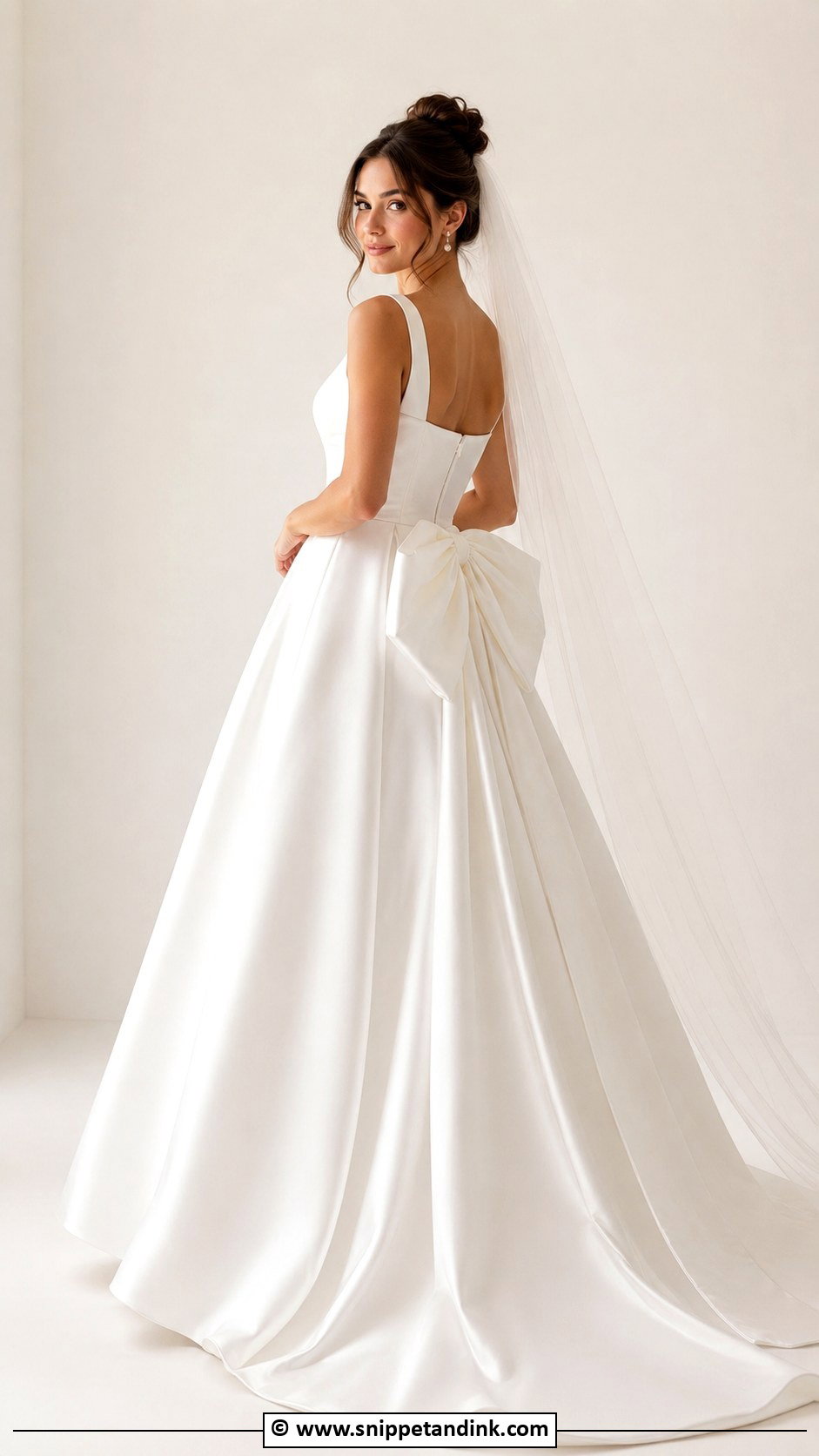 Square Neck Wedding Dress With Bow - Snippet and Ink - 35 Square Neck Wedding Dress Ideas
