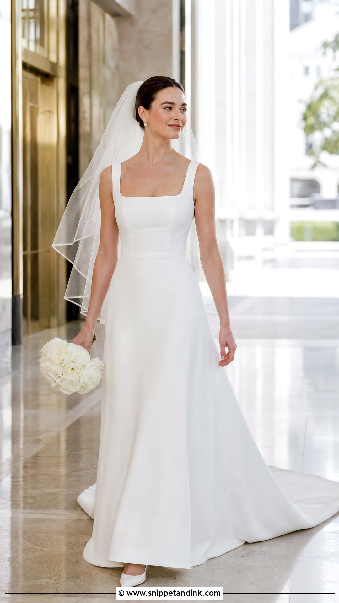 Square Neck Wedding Dress With Court Train - Snippet and Ink - 25 Wedding Dress with Train Ideas