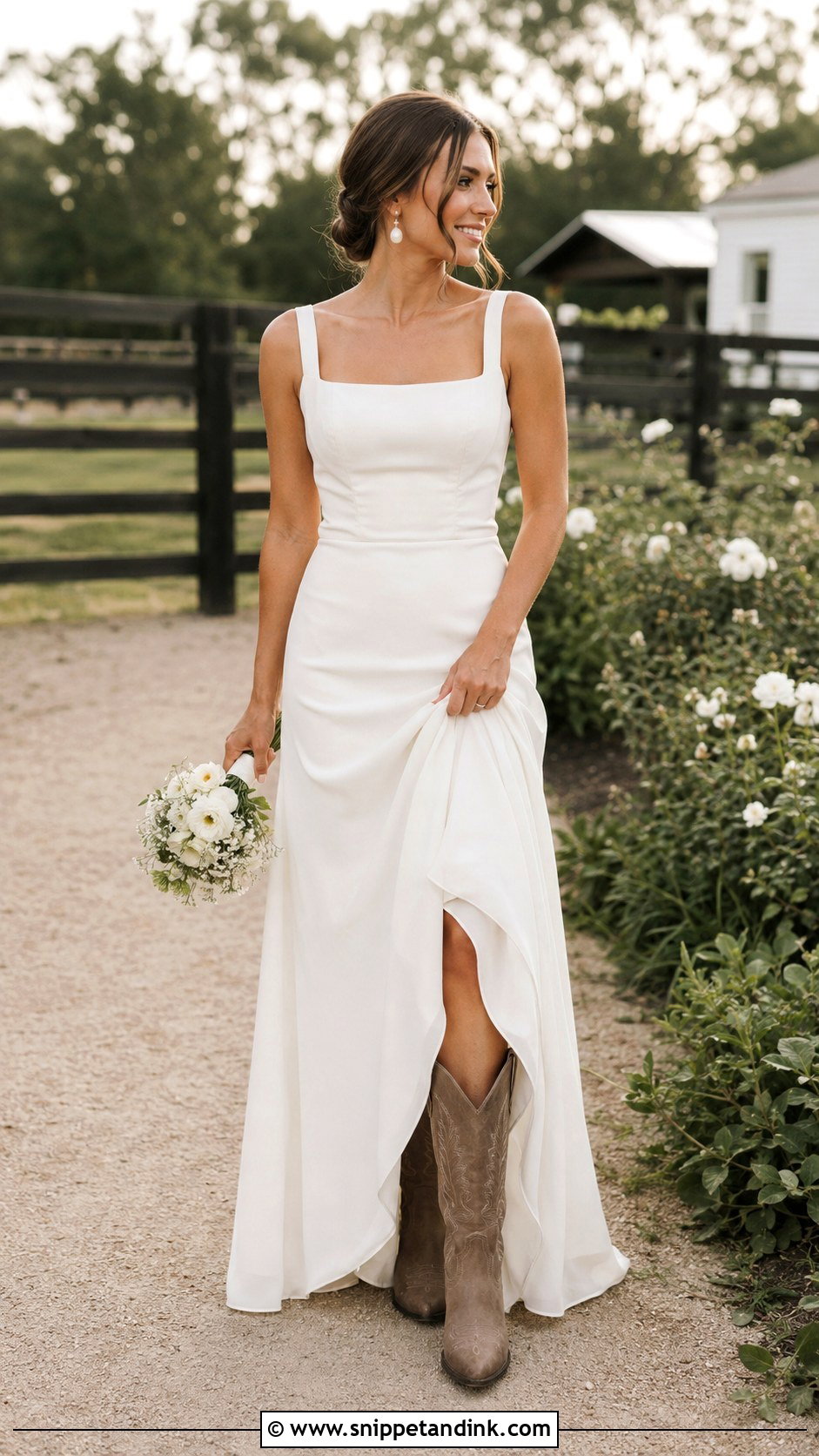 Square Neck Wedding Dress With Cowboy Boots - Snippet and Ink - 25 Wedding Dress with Cowboy Boots Ideas