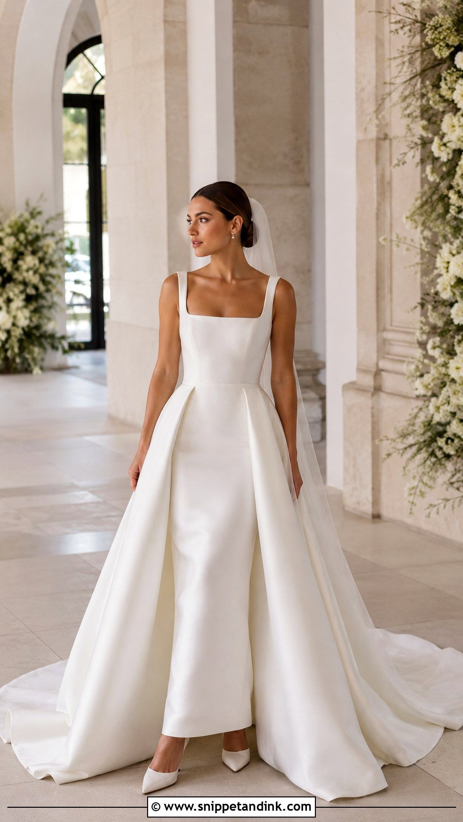 Square Neck Wedding Dress With Detachable Skirt - Snippet and Ink - 20 Wedding Dresses with Detachable Skirt
