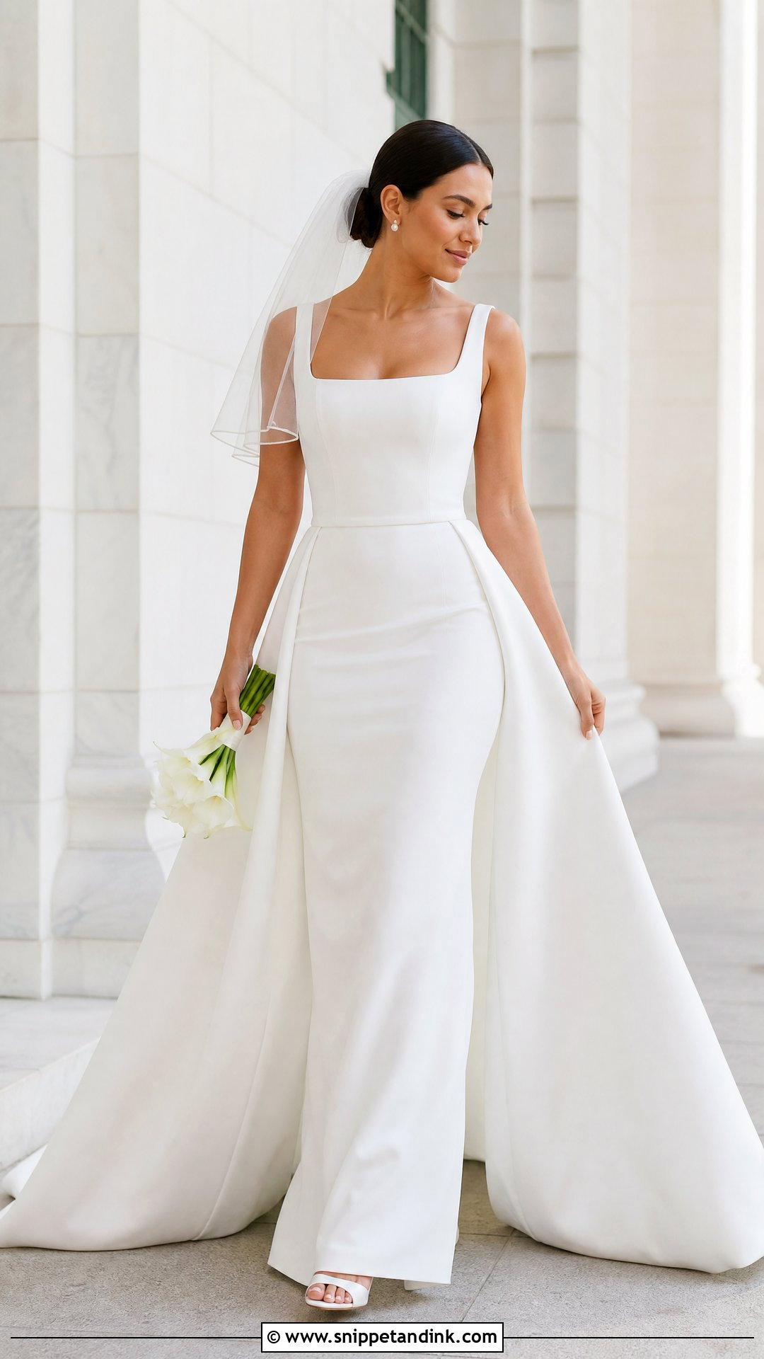 Square Neck Wedding Dress With Detachable Train - Snippet and Ink - 25 Detachable Train Wedding Dress Ideas