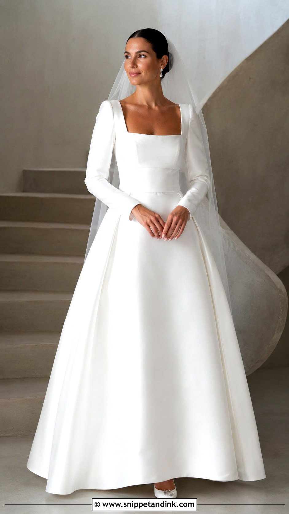 Square Neck Wedding Dress With Long Sleeves - Snippet and Ink - 25 Wedding Dress with Long Sleeves