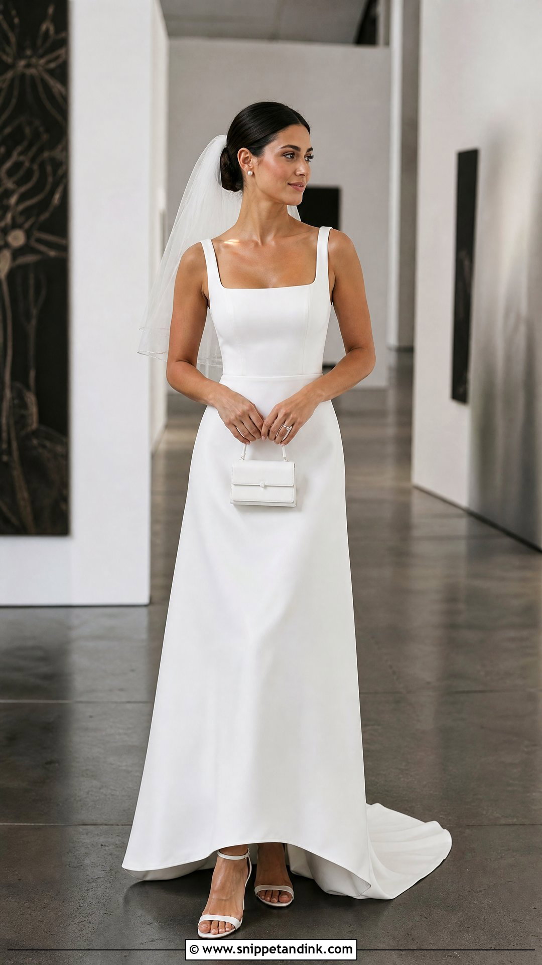 Square Neck Wedding Dress With Low Bun - Snippet and Ink - 20 Top Wedding Dresses
