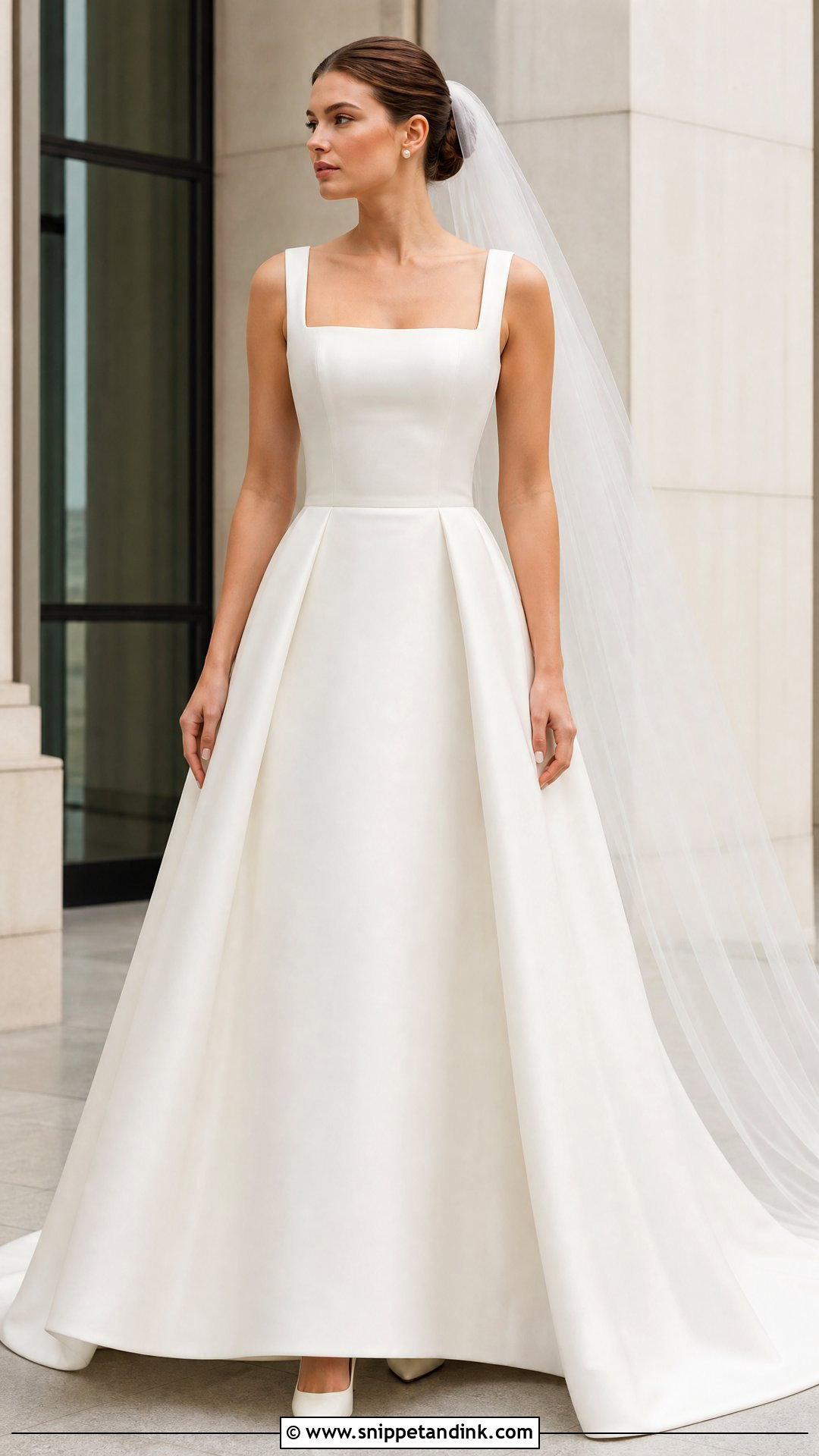 Square Neck Wedding Dress With Mikado Skirt - Snippet and Ink - 20 Wedding Dress with Skirt Ideas
