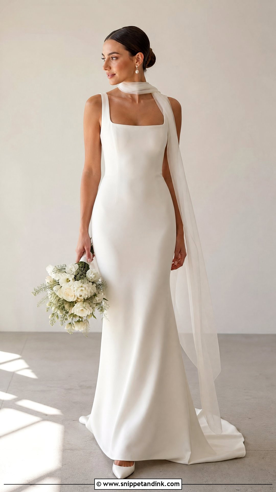 Square Neck Wedding Dress With Neck Scarf - Snippet and Ink - 25 Wedding Dress with Neck Scarf Ideas