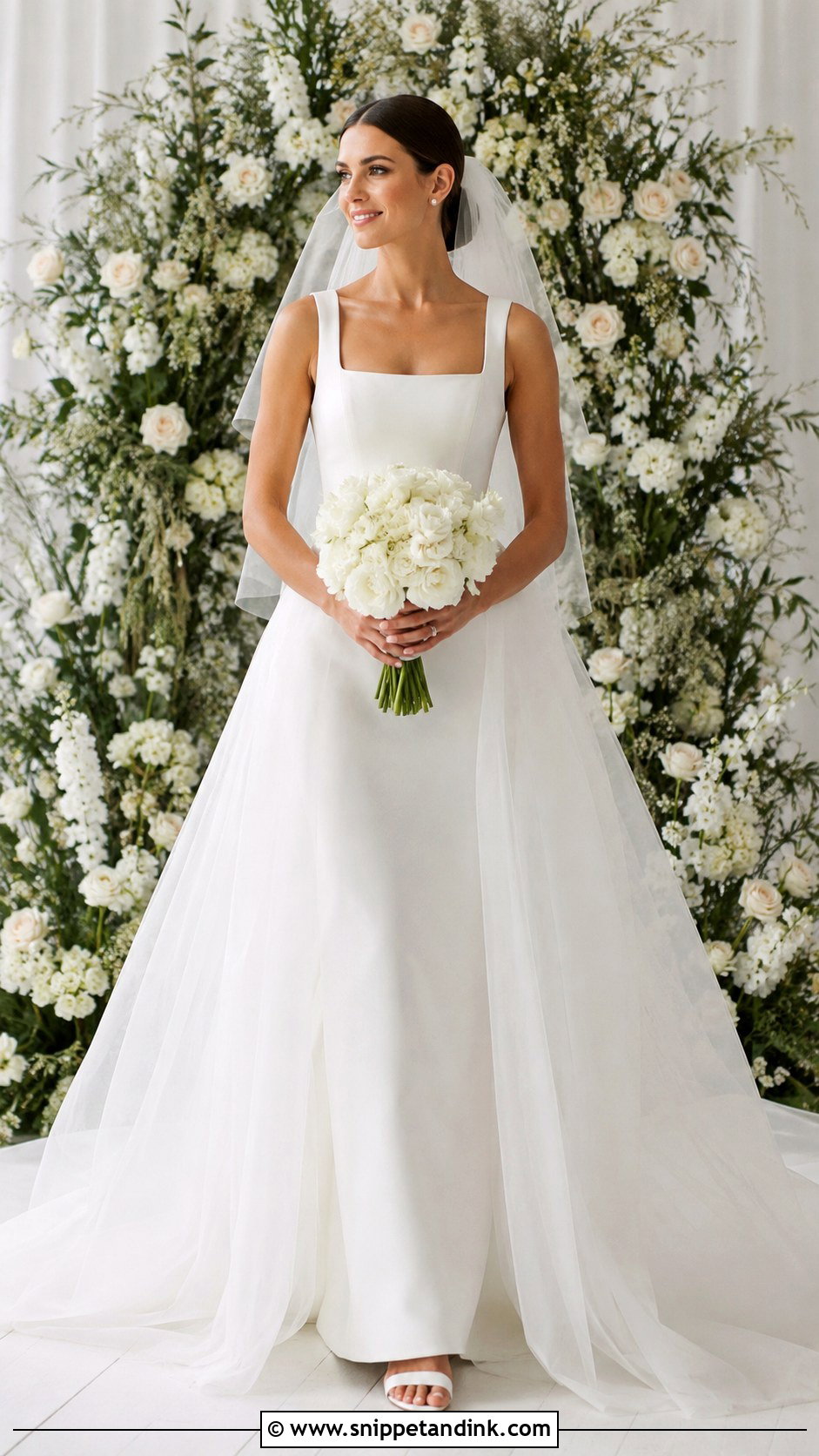 Square Neck Wedding Dress With Overskirt - Snippet and Ink - 25 Wedding Dress with Overskirt Ideas