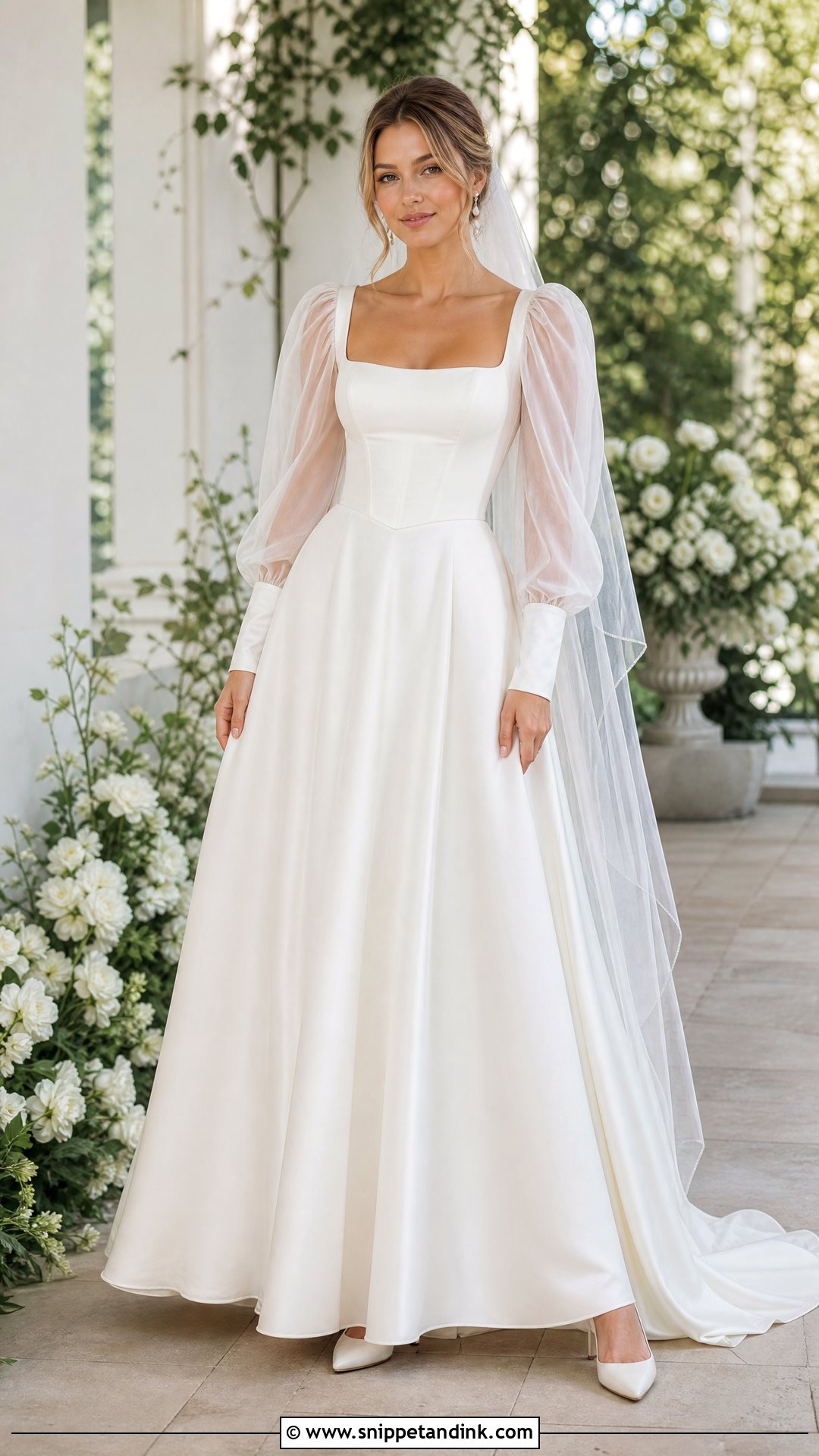 Square Neck Wedding Dress With Puff Sleeves - Snippet and Ink - 20 Square Wedding Dress Ideas