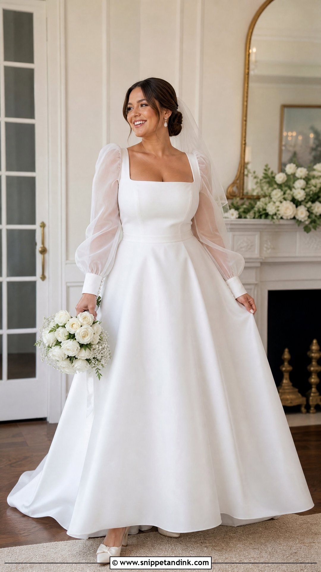 Square Neck Wedding Dress With Puff Sleeves - Snippet and Ink - 20 Wedding Dress for Big Arms Ideas