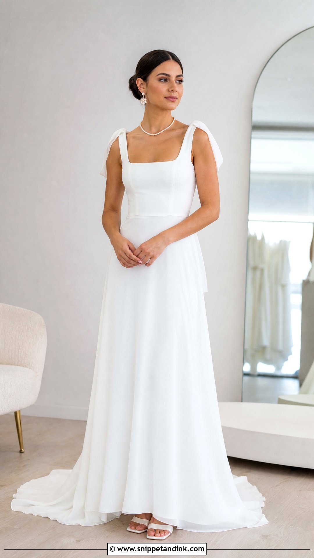 Square Neck Wedding Dress With Shoulder Wings - Snippet and Ink - 20 Wedding Dress Wings Ideas