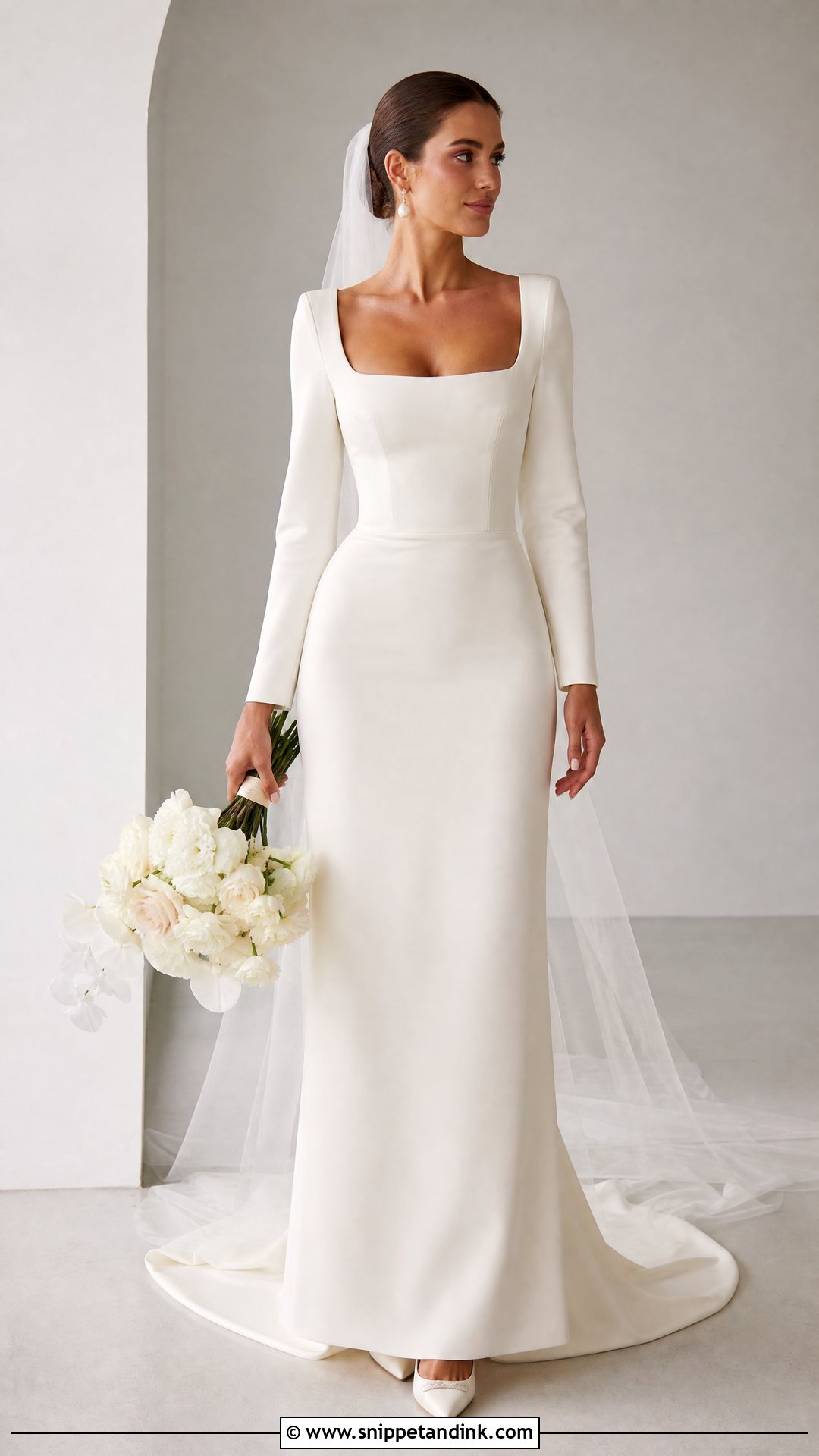 Square Neck Wedding Dress With Sleeves - Snippet and Ink - 25 Elegant Wedding Dress with Sleeves